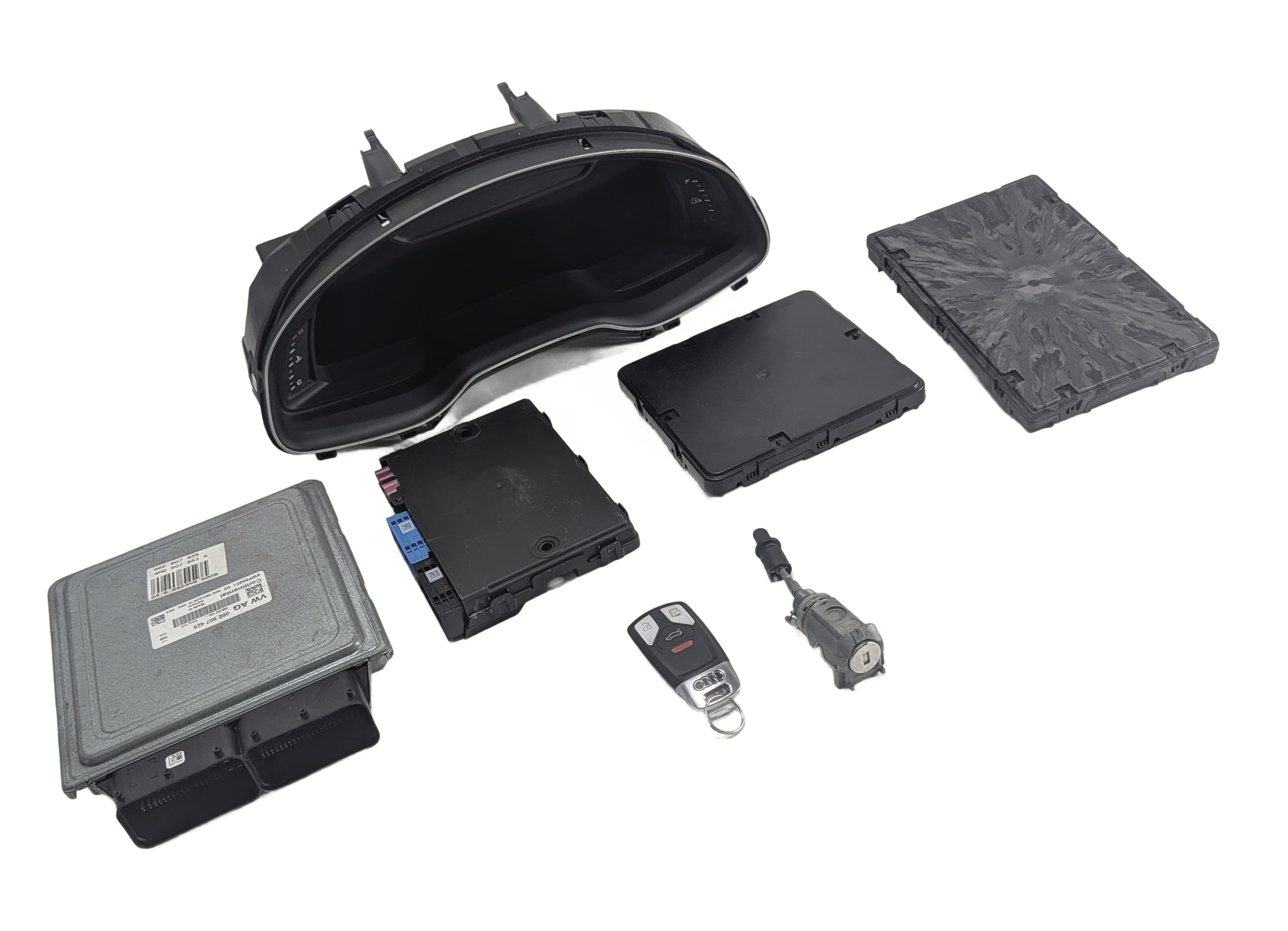 2017-2018 AUDI Q7 (4M) ECM SECURITY SET INSTRUMENT CLUSTER BCM GATEWAY KEY FOB — exact item pictured