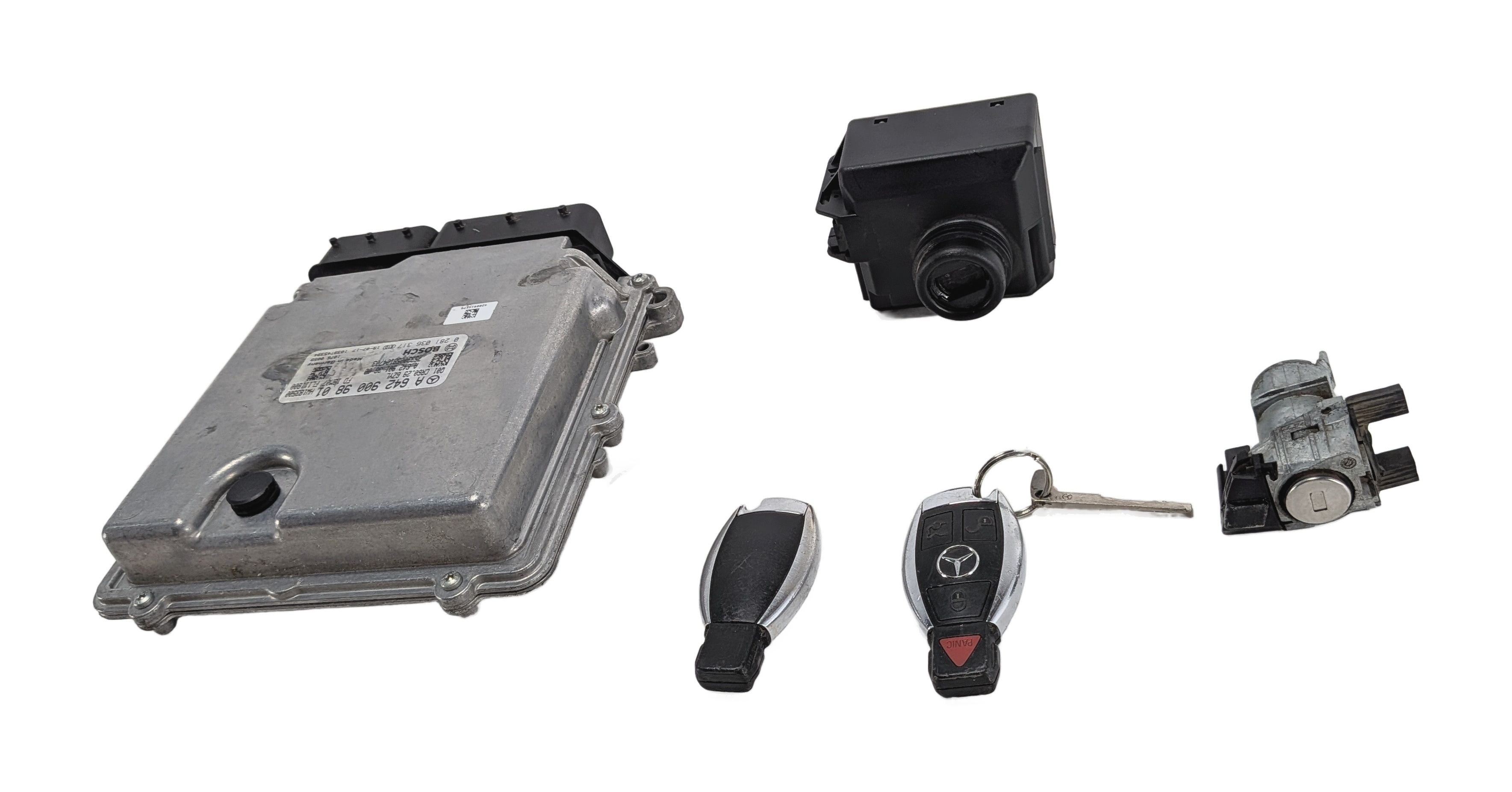 2011 MERCEDES E350 (W212) 3.0L (OM642) DIESEL ECU ECM IGNITION SWITCH KEY SET — exact item pictured