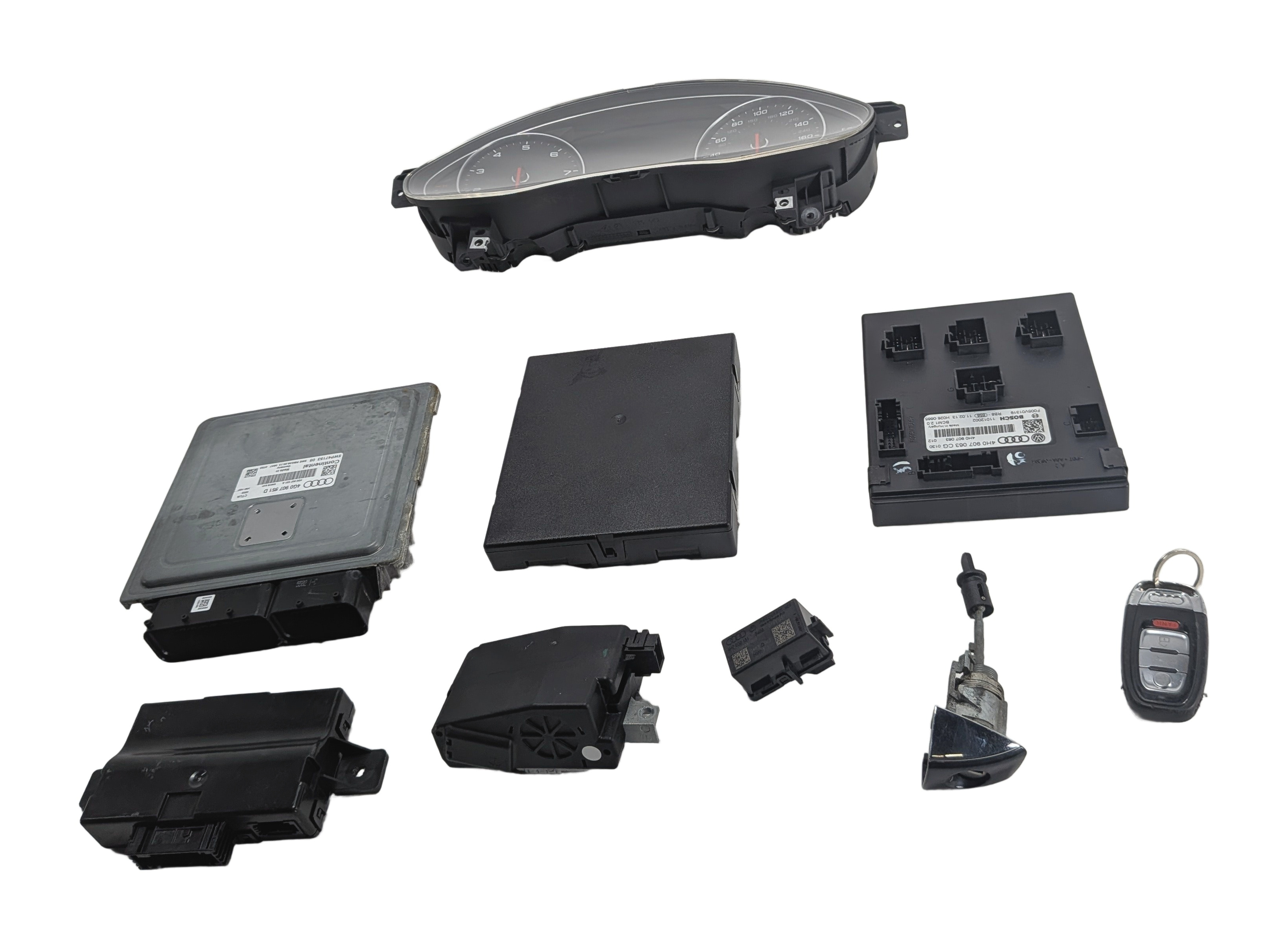 2013 AUDI A7 (C7 4G8) 3.0L (CTUA) ECM BCM CLUSTER KESSY GATEWAY ELV KEY SET/7 — exact item pictured