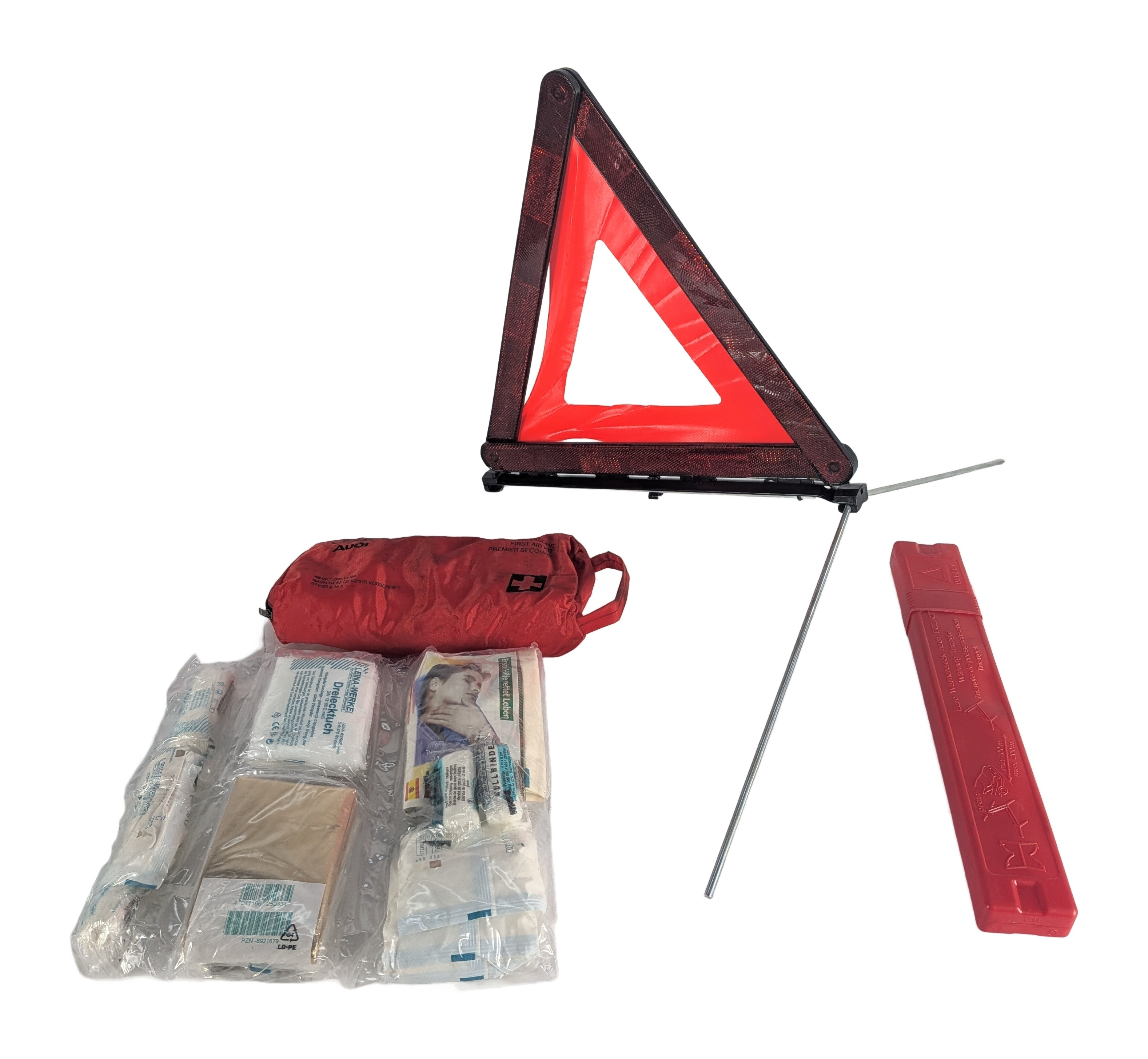 2002 AUDI TT (MK1) FIRST AID EMERGENCY KIT w/WARNING TRIANGLE — exact item pictured