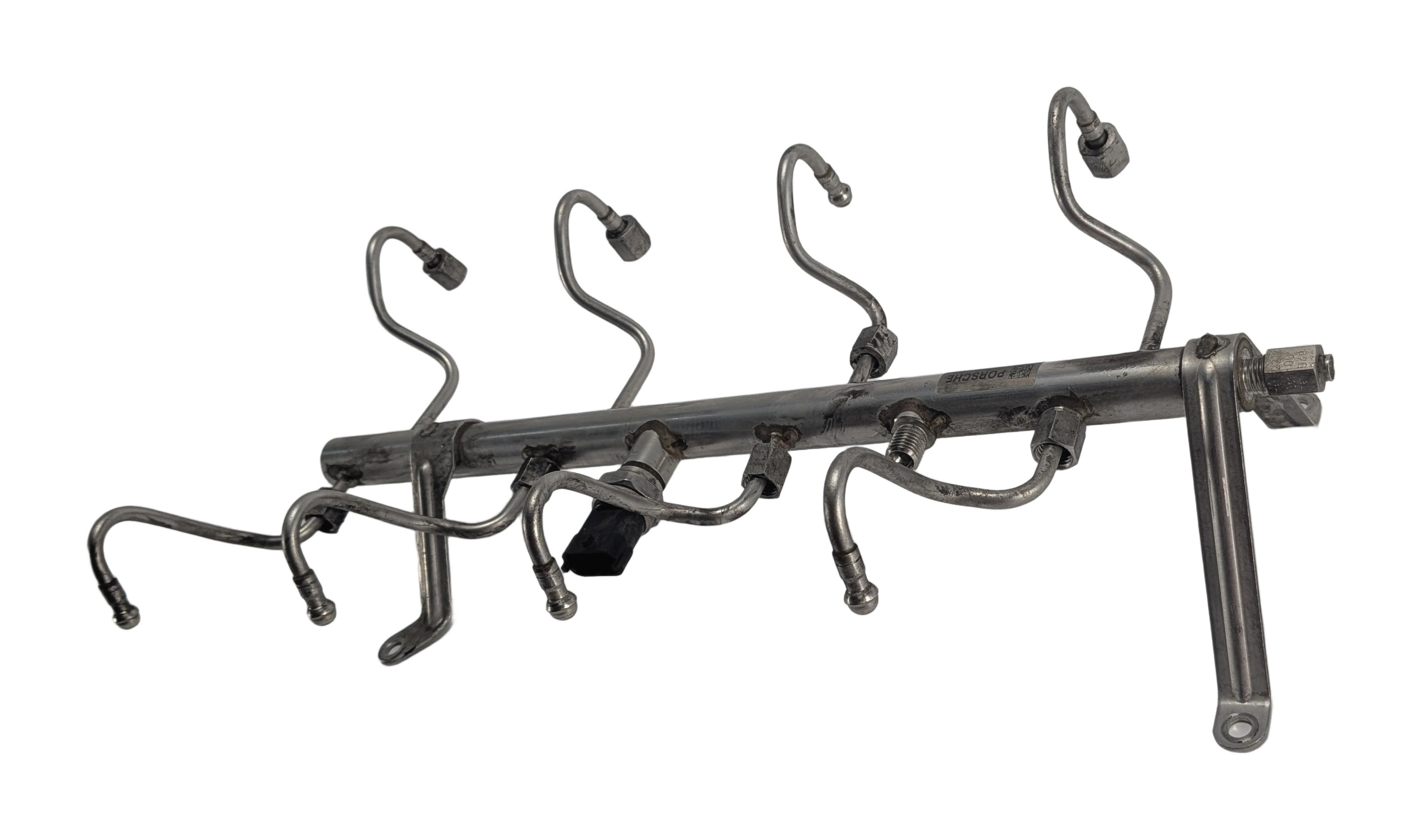 2009-2010 PORSCHE CAYENNE (957) 4.8L (M48.01) FUEL RAIL w/LINES PRESSURE SENSOR — exact item pictured