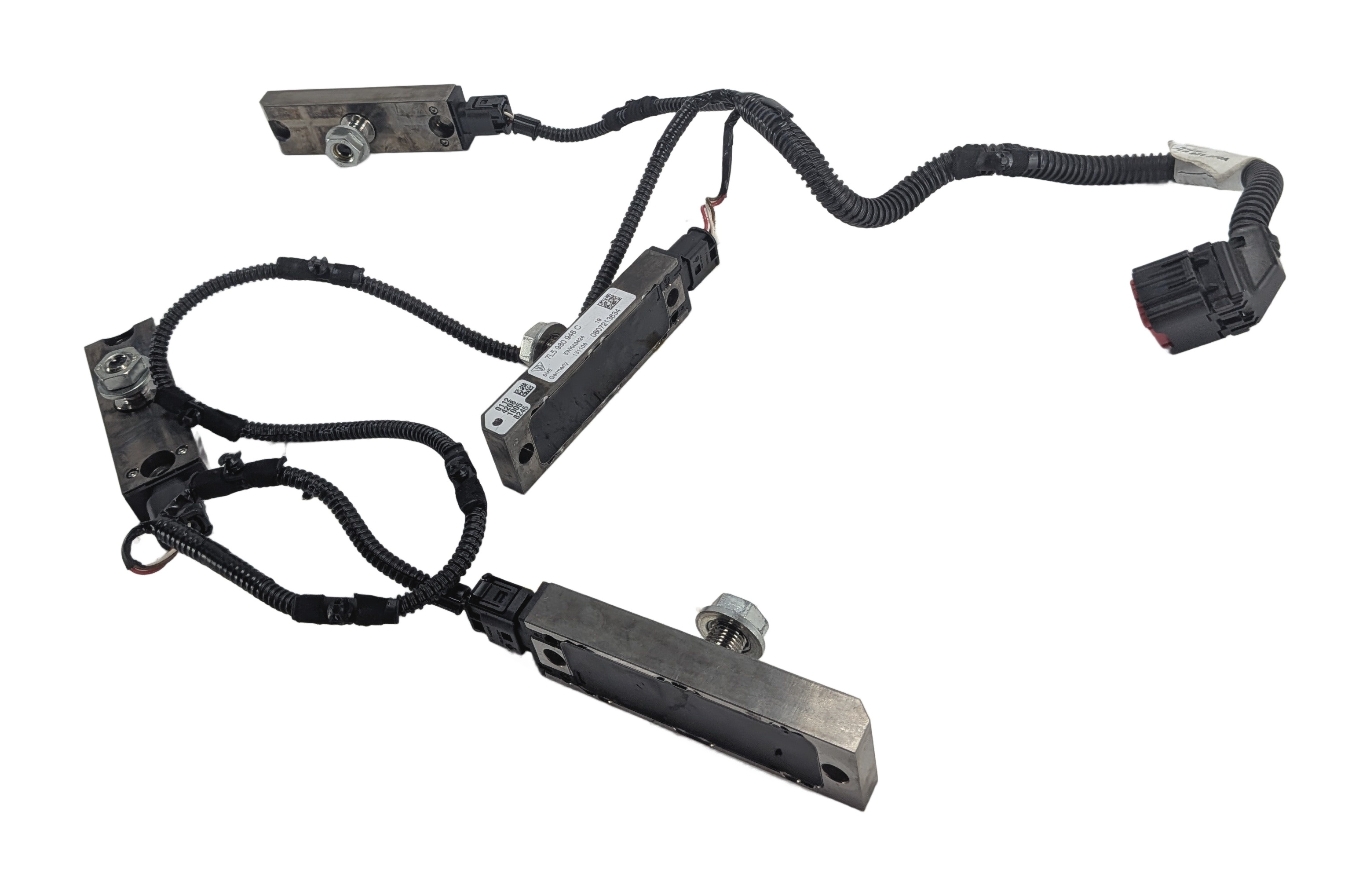 2010 PORSCHE CAYENNE (955 957) SEAT OCCUPANCY WEIGHT SENSOR SET/4 w/WIRE HARNESS — exact item pictured