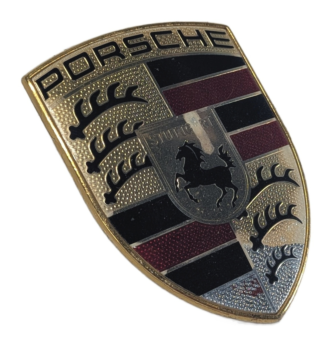 2010 PORSCHE CAYENNE (955 957) FRONT HOOD LID LOGO CREST EMBLEM BADGE NAME PLATE — exact item pictured