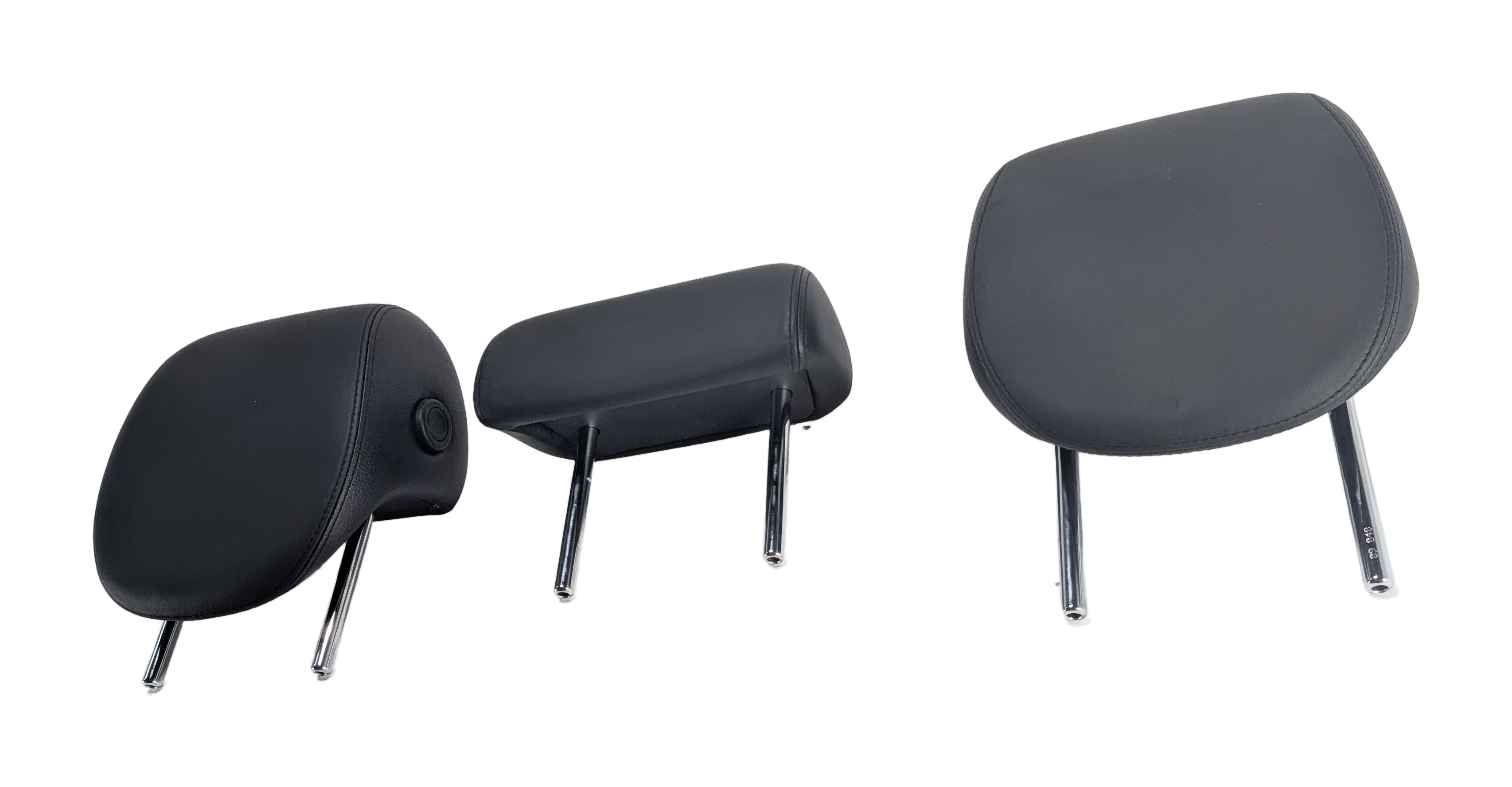 05-10 PORSCHE CAYENNE 955 957 REAR LEFT RIGHT CENTER SEAT HEADREST SET 3 (Black) — exact item pictured