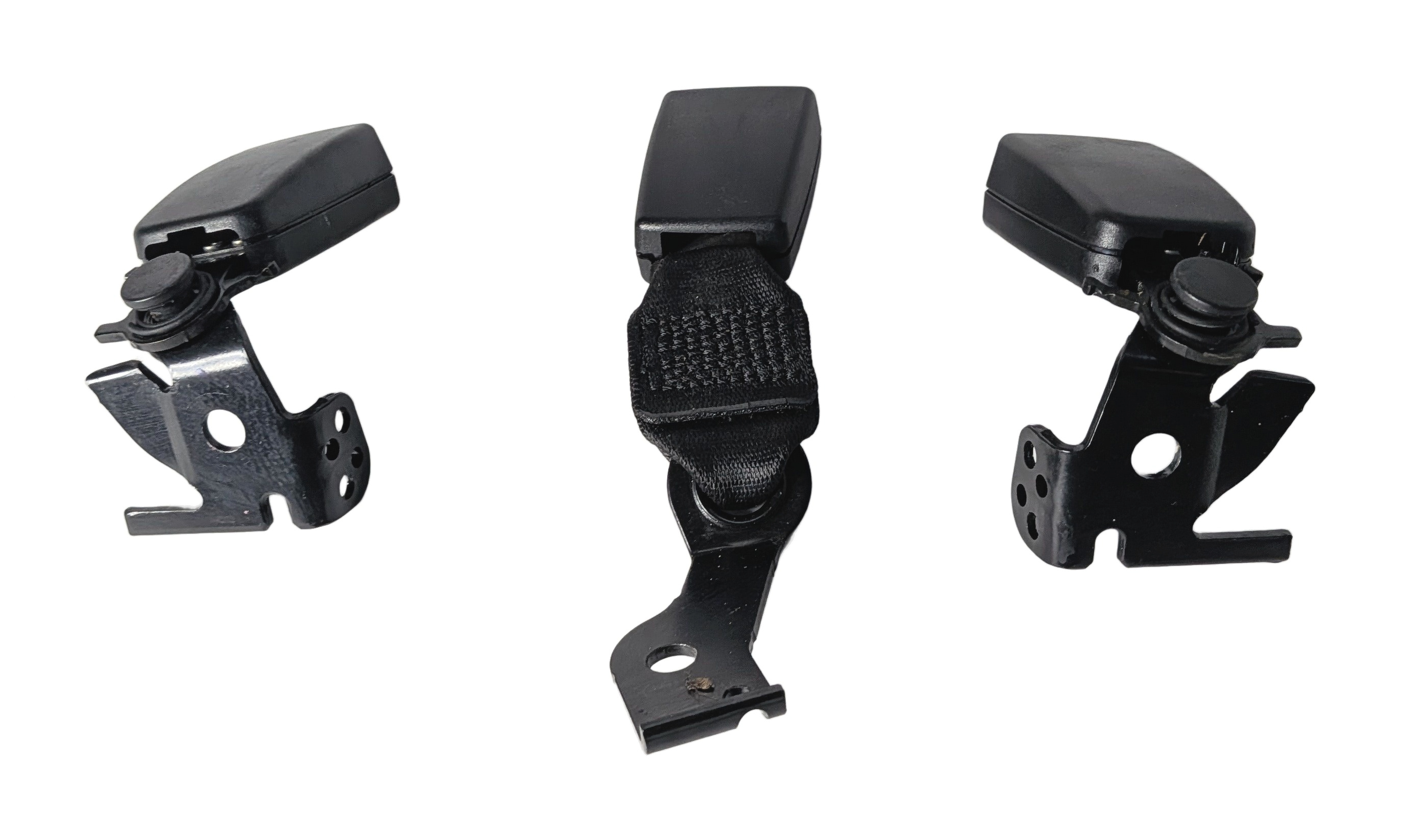 2011 MERCEDES E350 REAR LEFT CENTER RIGHT SEATBELT BUCKLE RECEIVER SET/3 (Black) — exact item pictured