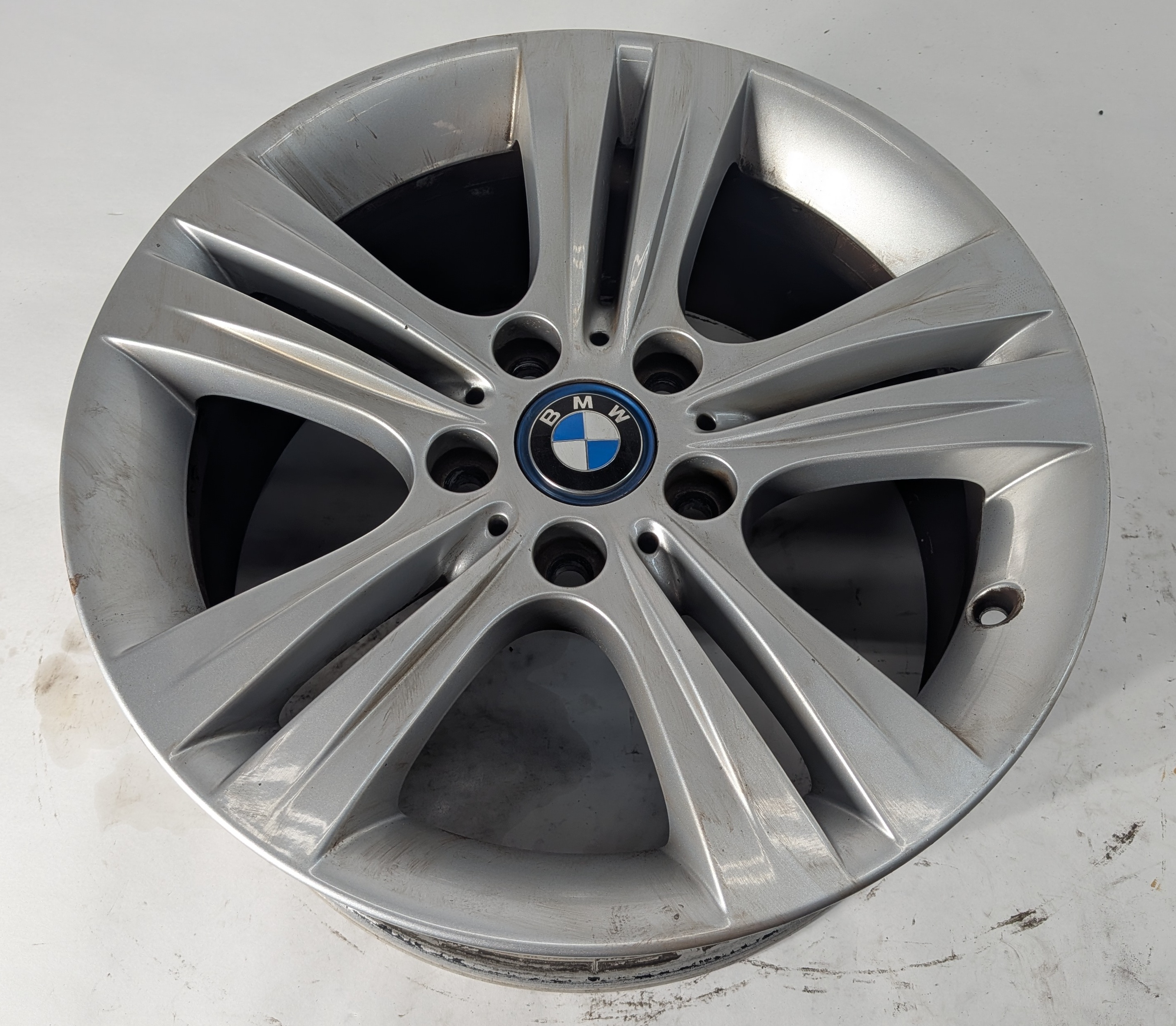 12-18 BMW 3 4 SERIES F30 F32 17x7.5 DOUBLE 5-SPOKE ALUMINUM WHEEL RIM SILVER — exact item pictured
