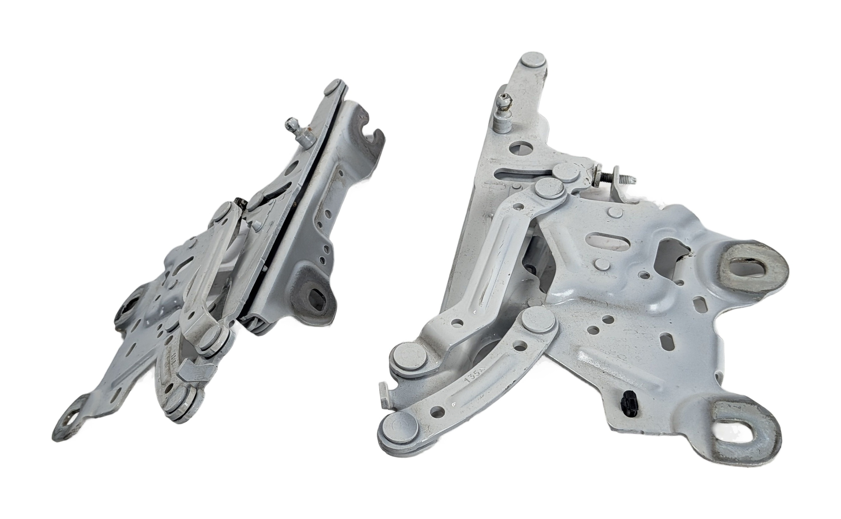 2016-2023 BMW X1 X2 (F39 F48) FRONT LEFT & RIGHT HOOD HINGE SET 2 (White) — exact item pictured
