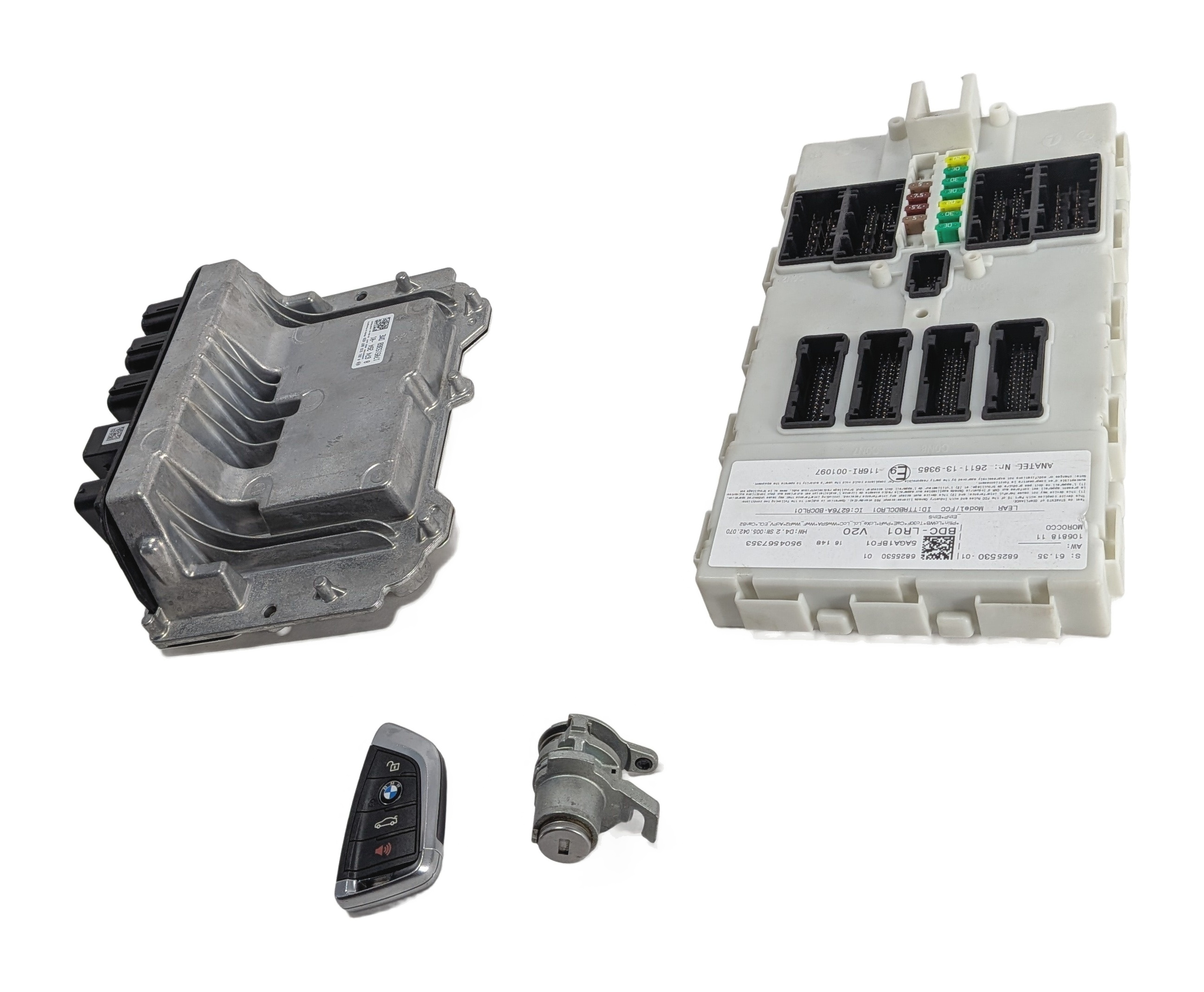 2016-2018 BMW X1 X2 MINI COOPER 2.0L B46 DME BDC KEY IGNITION LOCK MODULE SET — exact item pictured