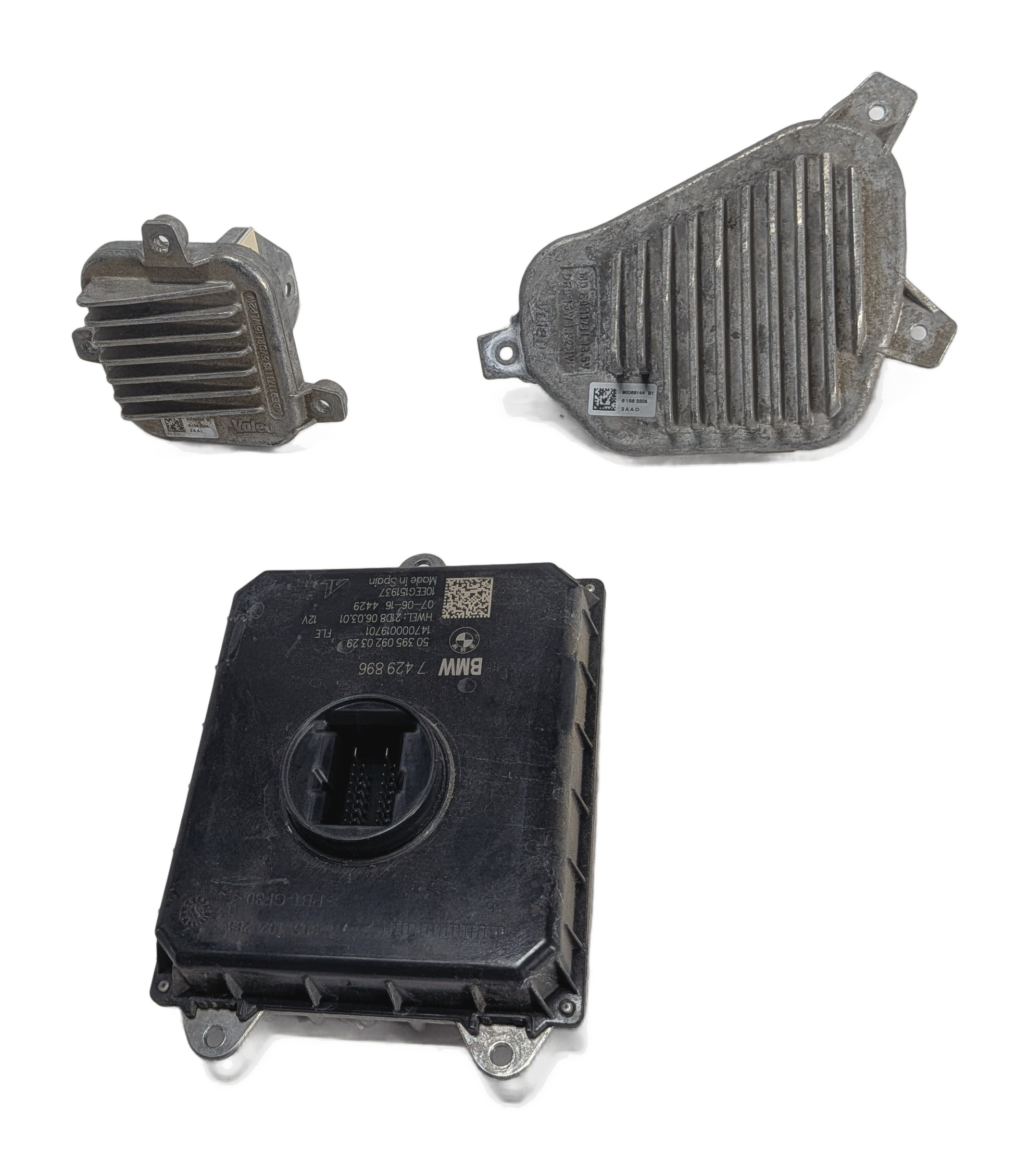 2016 BMW X1 (F48) LEFT LED HEADLIGHT CONTROL MODULE LIGHT SOURCE DRIVER SET/3 — exact item pictured