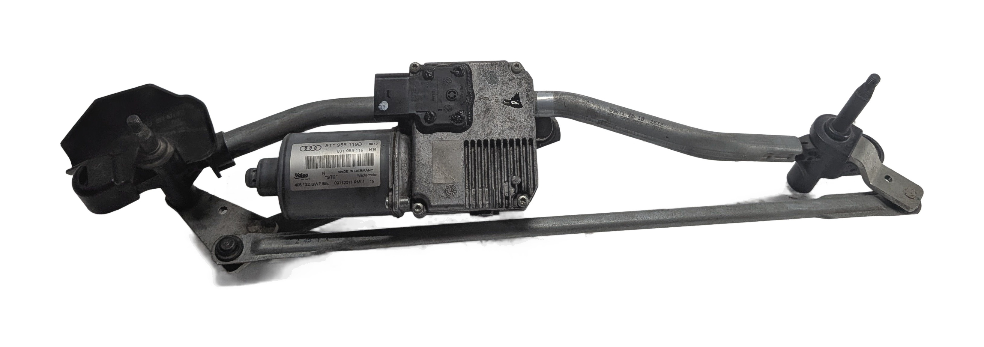 08-17 AUDI A5 S5 RS5 (B8 8T) COUPE FRONT WINDSHIELD WIPER MOTOR & LINKAGE — exact item pictured