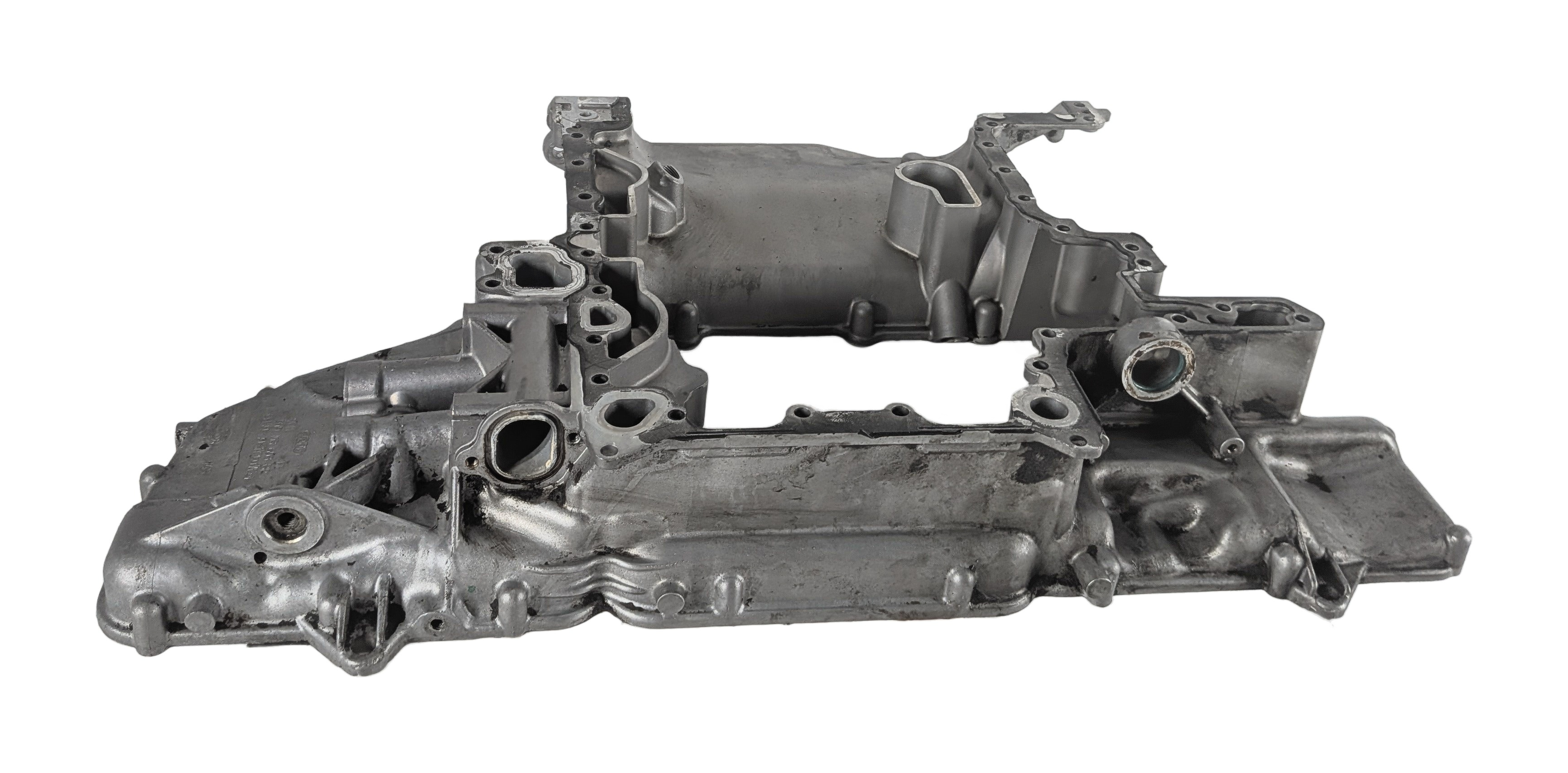 08-12 AUDI S5 (B8 8T) 4.2L CAUA TFSI ENGINE UPPER OIL PAN SUMP CRADLE — exact item pictured