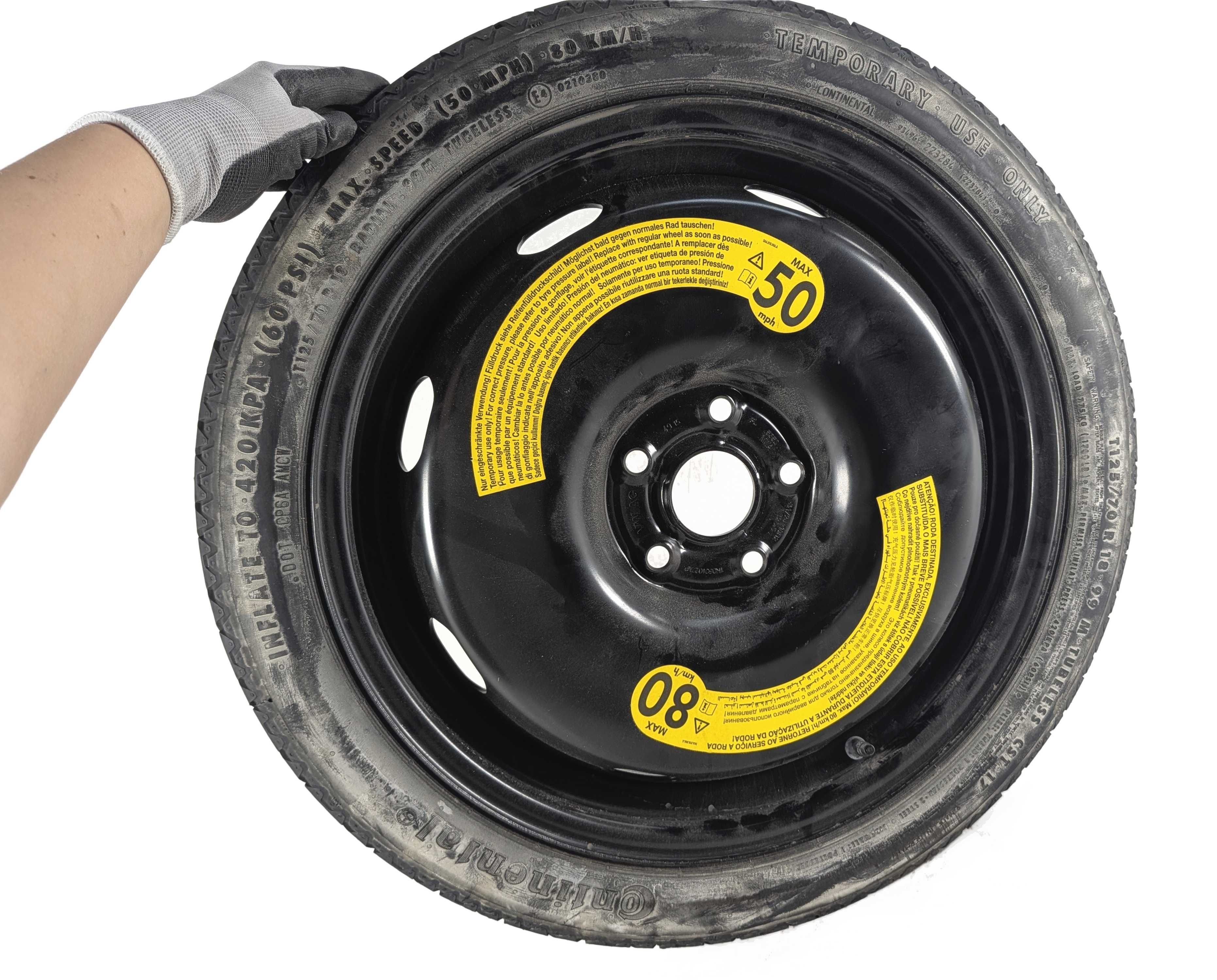 15-18 VW JETTA AUDI A3 S3 (8V) 18x3.5" EMERGENCY ROADSIDE SPARE TIRE WHEEL RIM — exact item pictured