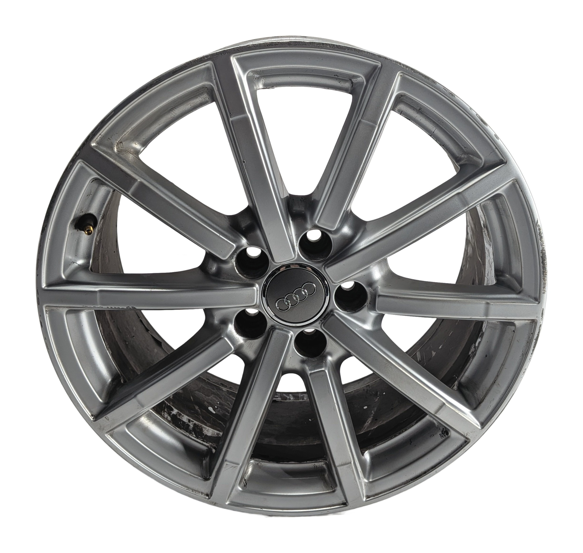 15-18 AUDI A3 QUATTRO (8V) 18x8 ET46 10-SPOKE ALLOY WHEEL RIM (TITANIUM GRAY) — exact item pictured