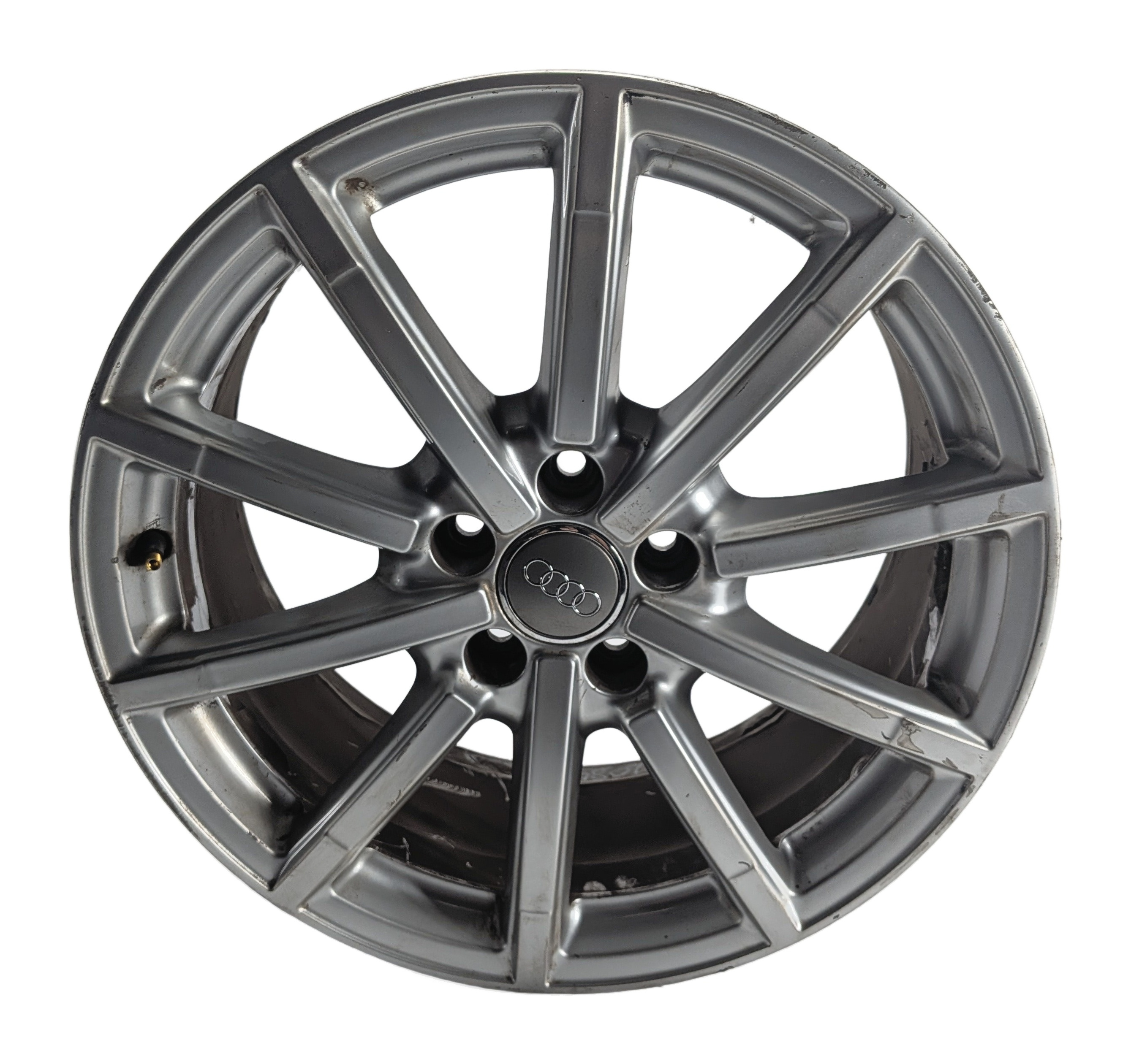 15-18 AUDI A3 QUATTRO (8V) 18x8 ET46 10-SPOKE ALLOY WHEEL RIM (TITANIUM GRAY) — exact item pictured