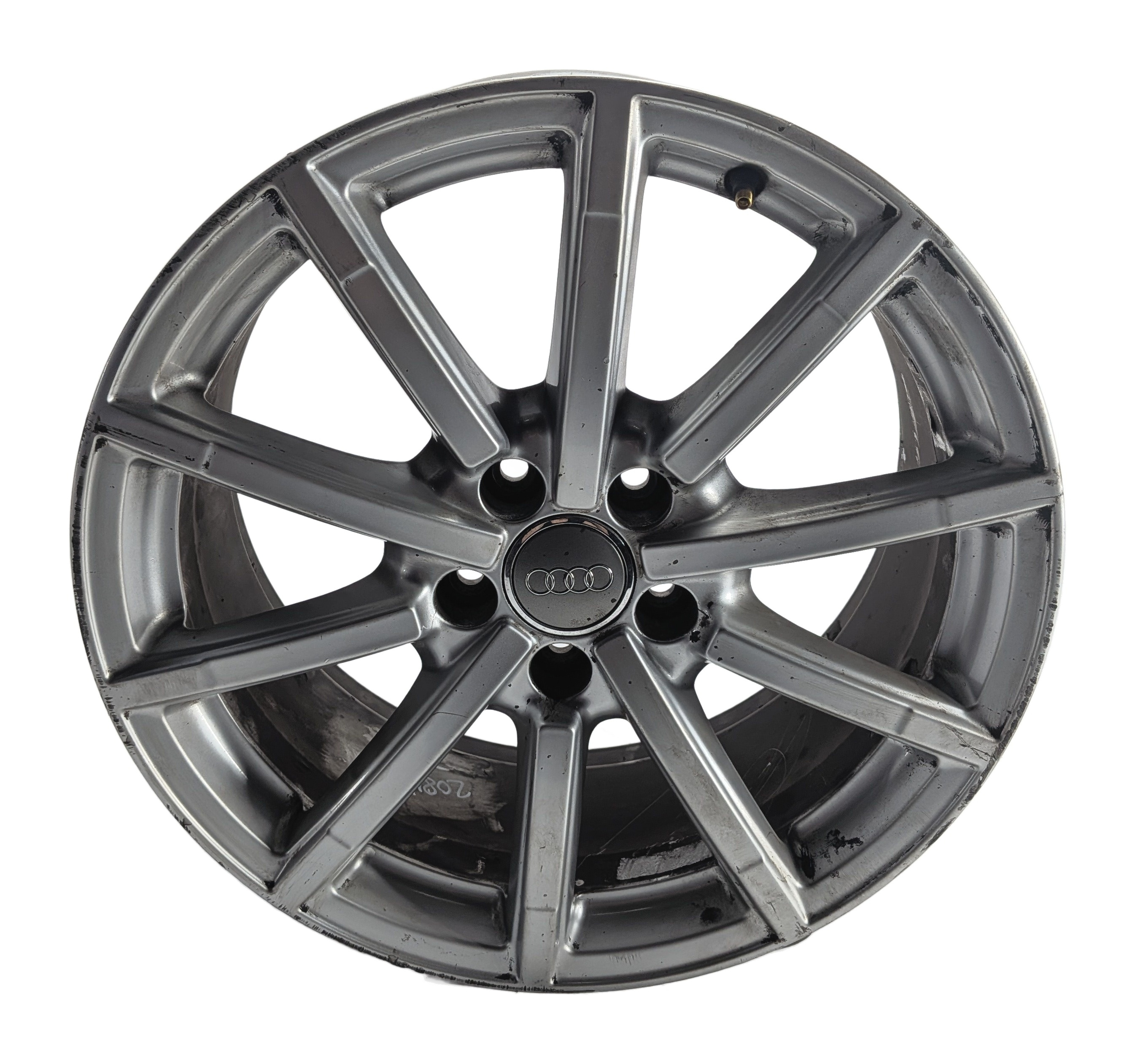 15-18 AUDI A3 QUATTRO (8V) 18x8 ET46 10-SPOKE ALLOY WHEEL RIM (TITANIUM GRAY) — exact item pictured