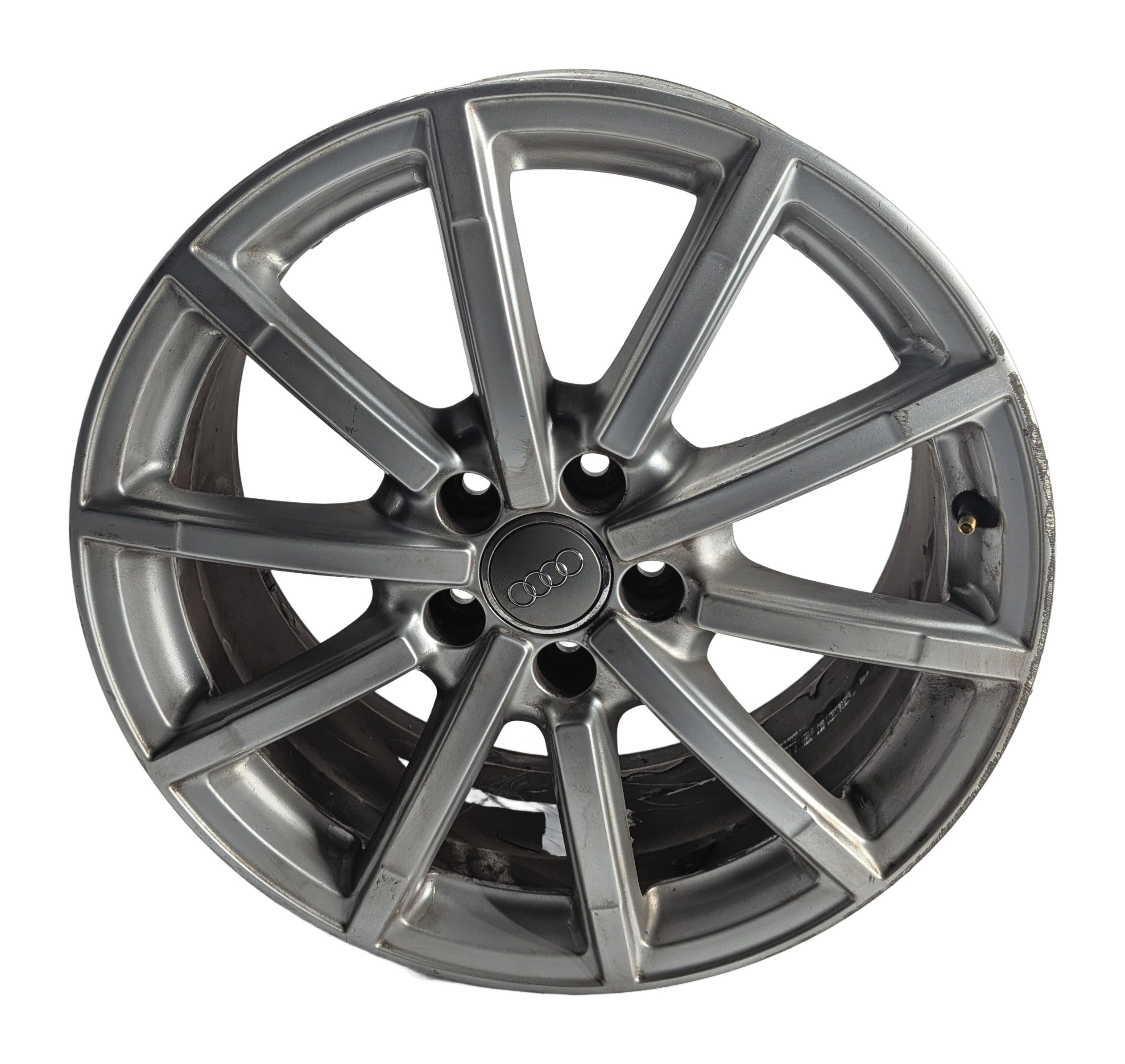 15-18 AUDI A3 QUATTRO (8V) 18x8 ET46 10-SPOKE ALLOY WHEEL RIM (TITANIUM GRAY) — exact item pictured
