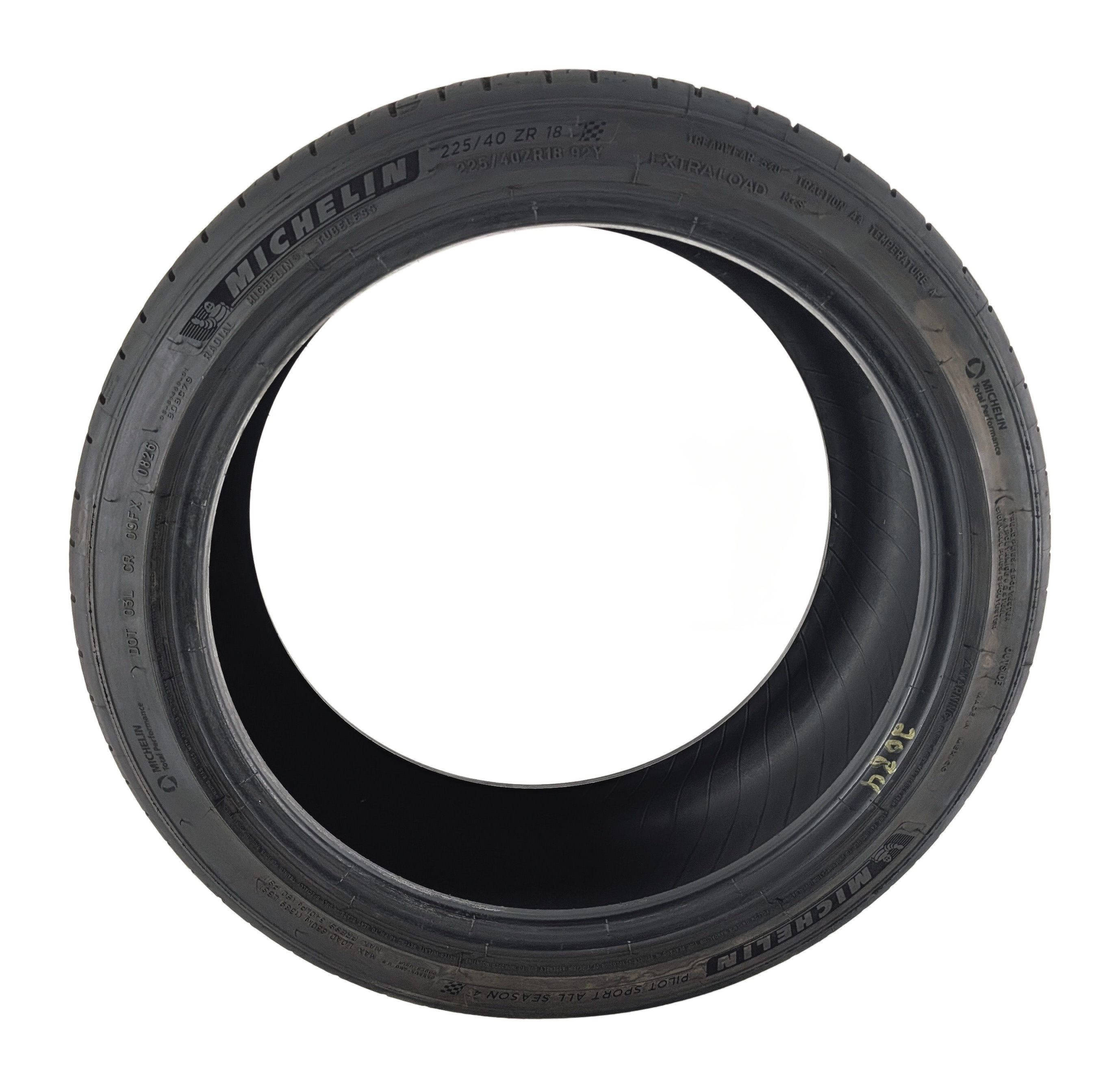 MICHELIN PILOT SPORT ALL SEASON 4 225/40ZR18 92Y XL 8/32 DOT 0826 TIRE — exact item pictured