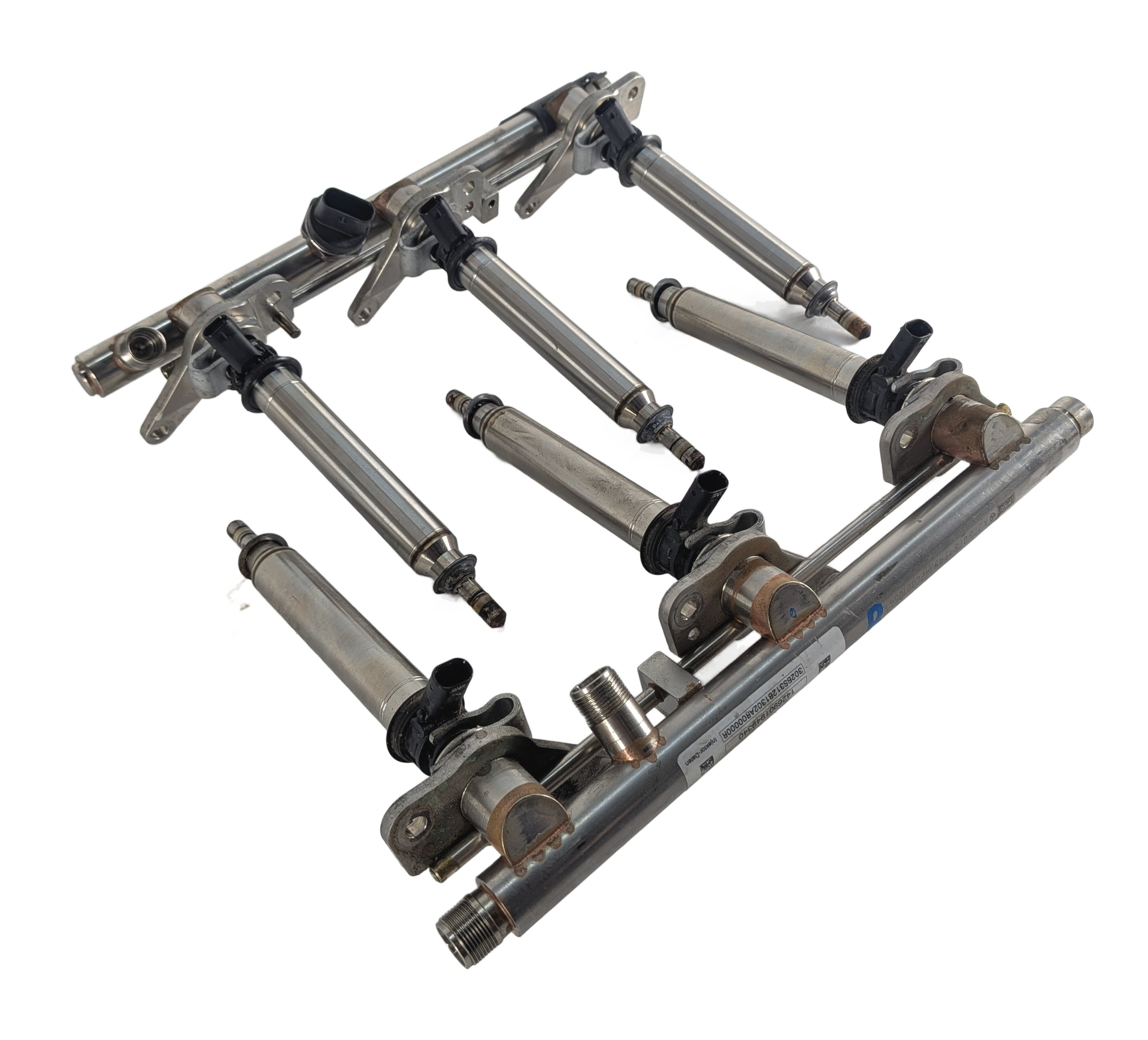 15-16 MERCEDES GL450 GLE400 X166 M276 LEFT/RIGHT FUEL RAIL SET/2 w/6 INJECTORS — exact item pictured