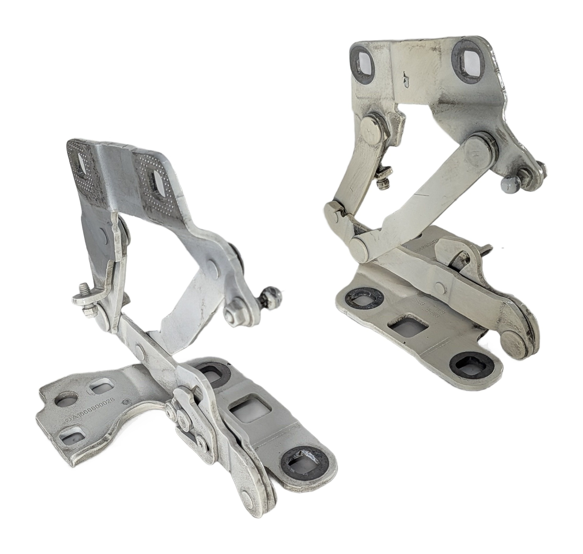 12-19 MERCEDES GL ML (W166 X166) FRONT LEFT & RIGHT HOOD HINGE SET (White) — exact item pictured