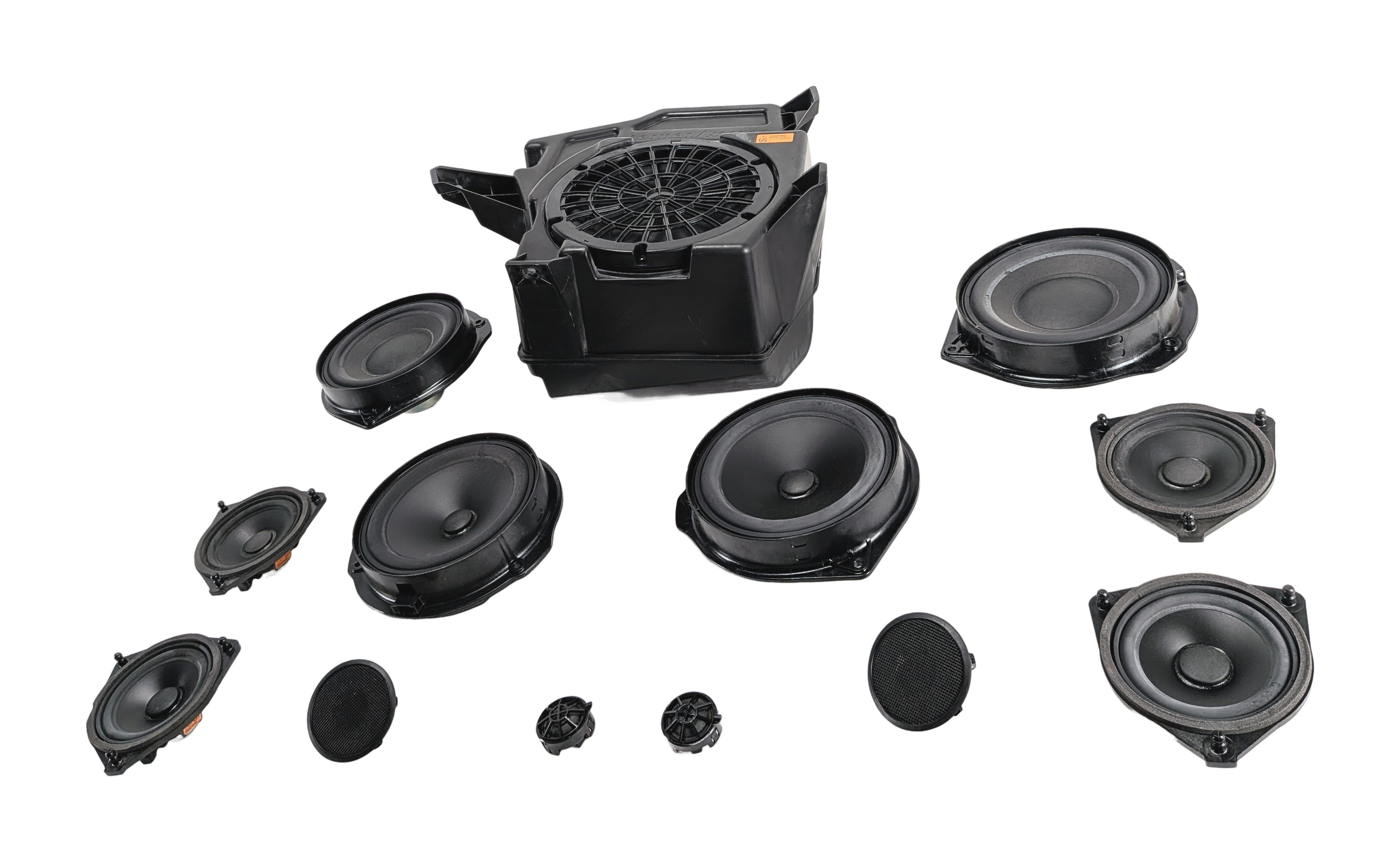 2016 MERCEDES GL63 (X166) HARMAN KARDON LOGIC7 SPEAKER SET/13 w/SUBWOOFER — exact item pictured