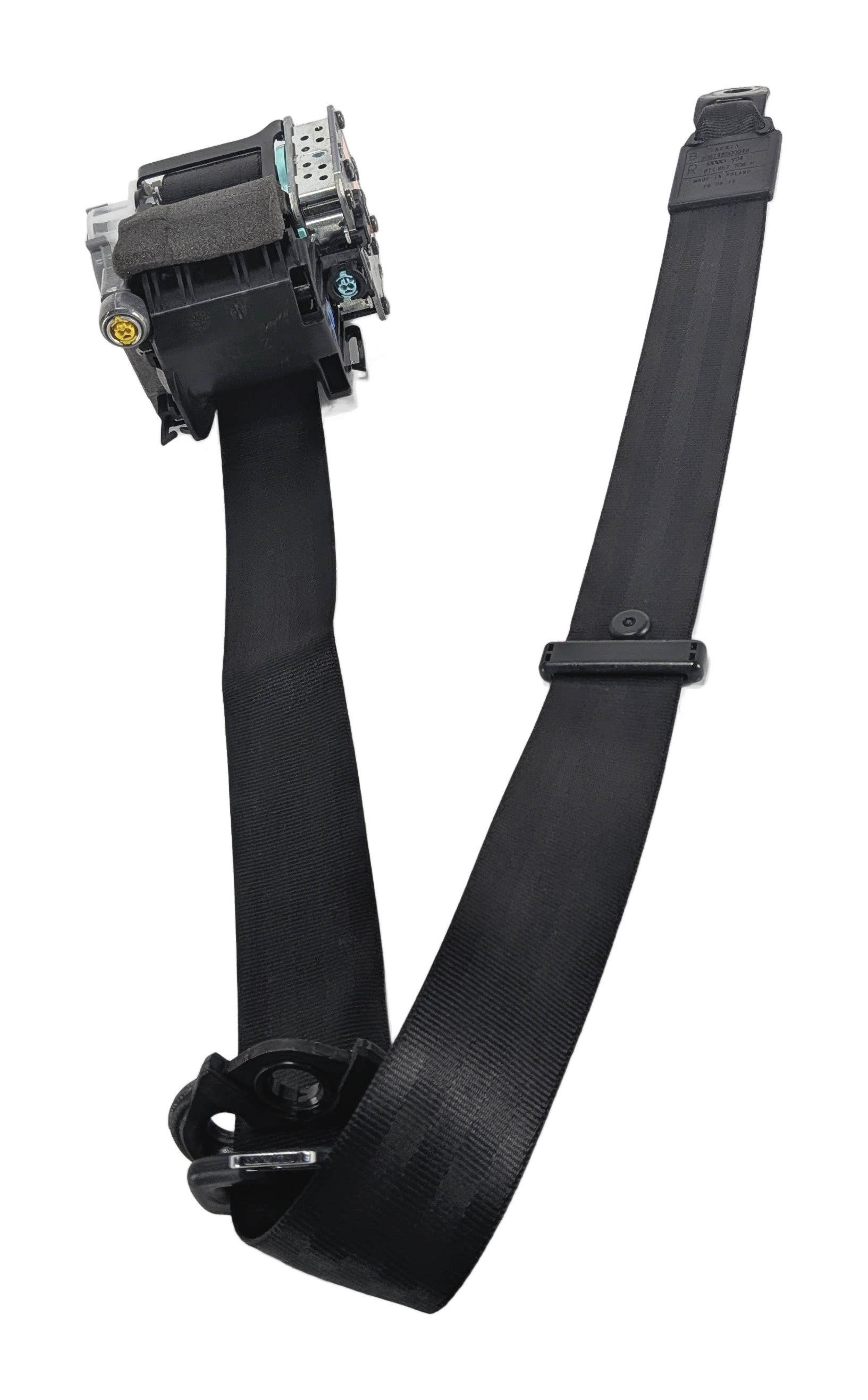 08-17 AUDI A5 S5 (B8 8T) COUPE FRONT RIGHT PASSENGER SEATBELT RETRACTOR (Black) — exact item pictured
