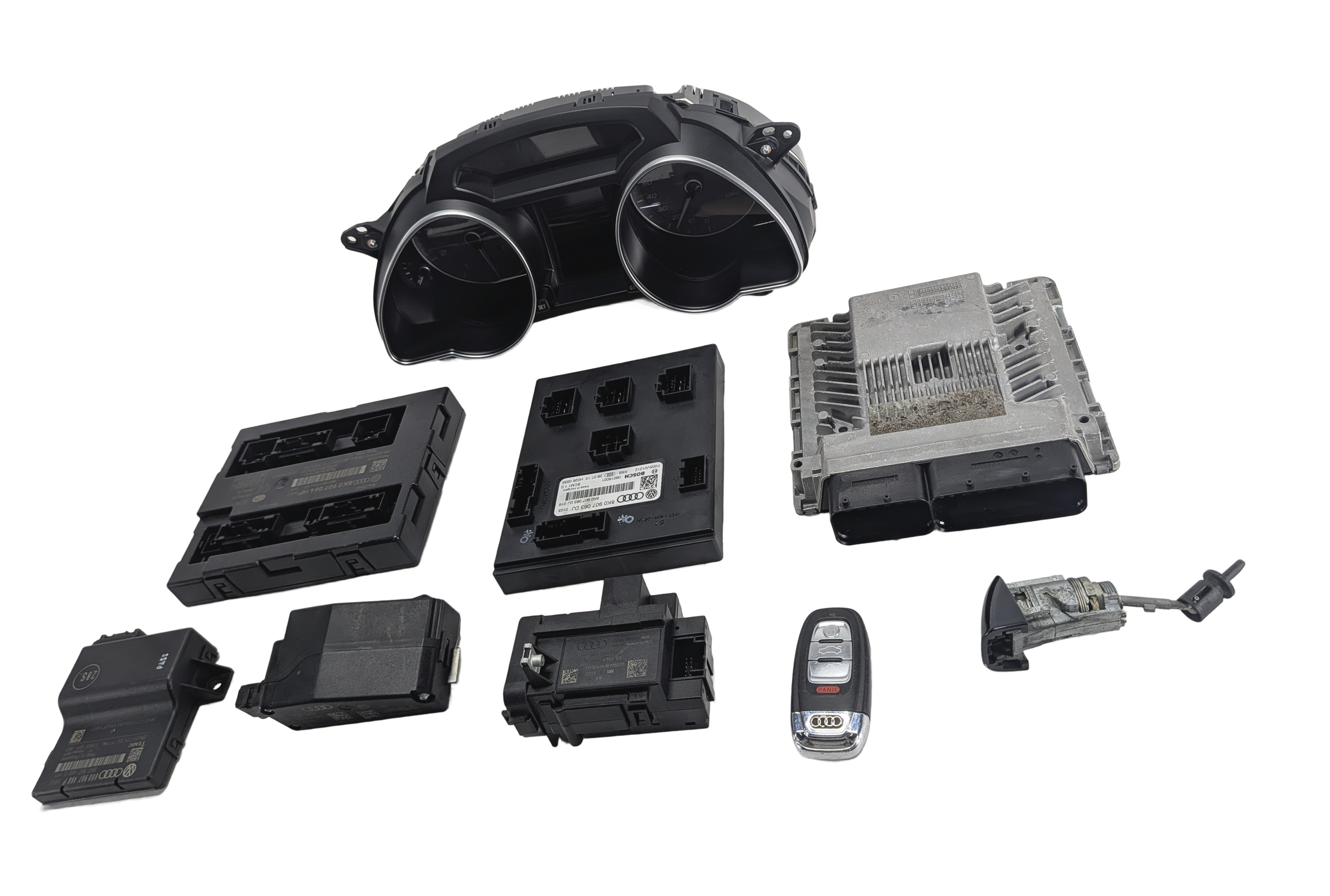 2014-2017 AUDI S5 (B8 8T) 3.0L (CTUB) ECM BCM CLUSTER GATEWAY ELV KESSY KEY SET — exact item pictured