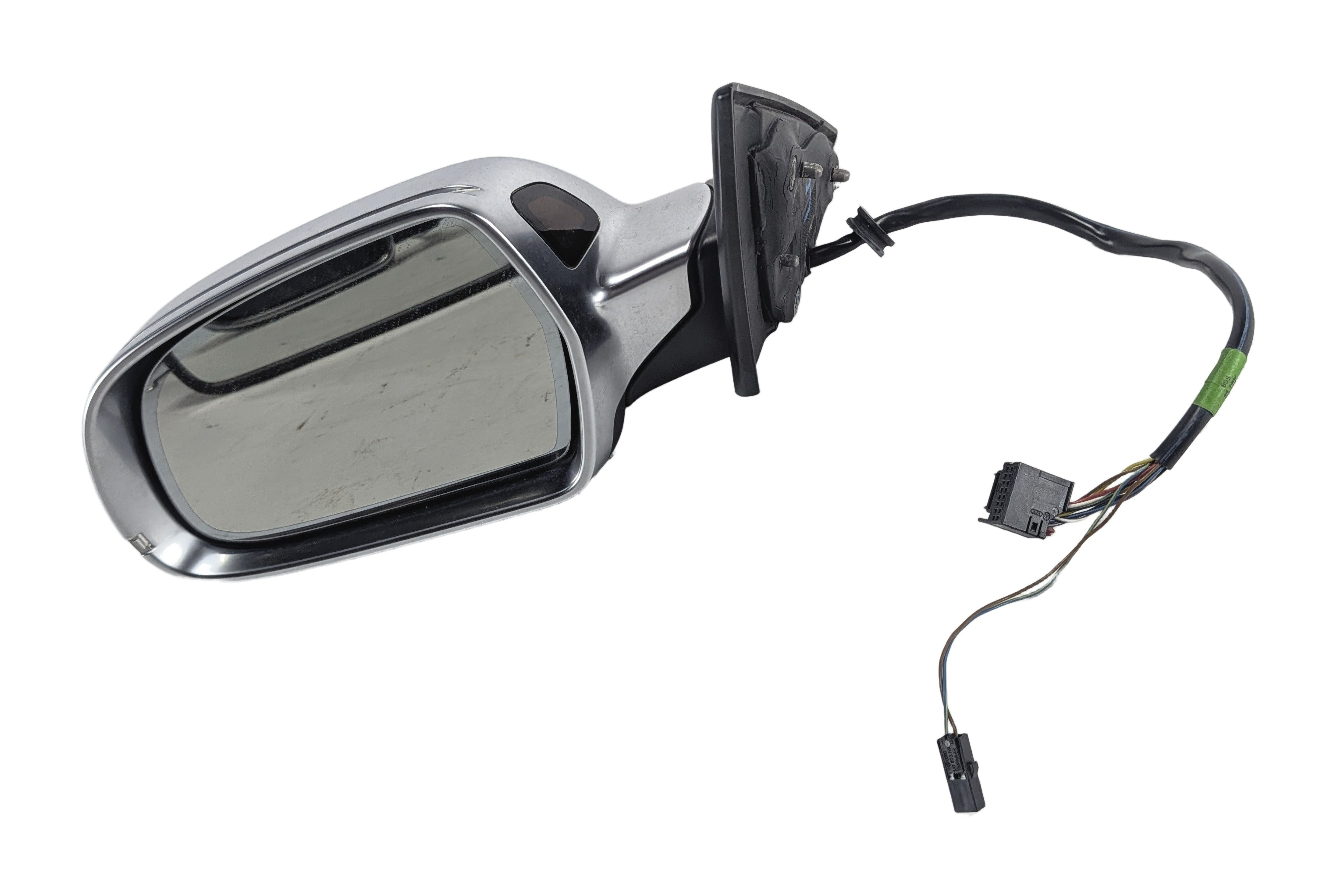 08-14 AUDI A5 S5 (B8 8T) LEFT HEAT MEM AUTODIM BLIND SPOT MIRROR (ALUMINUM) — exact item pictured