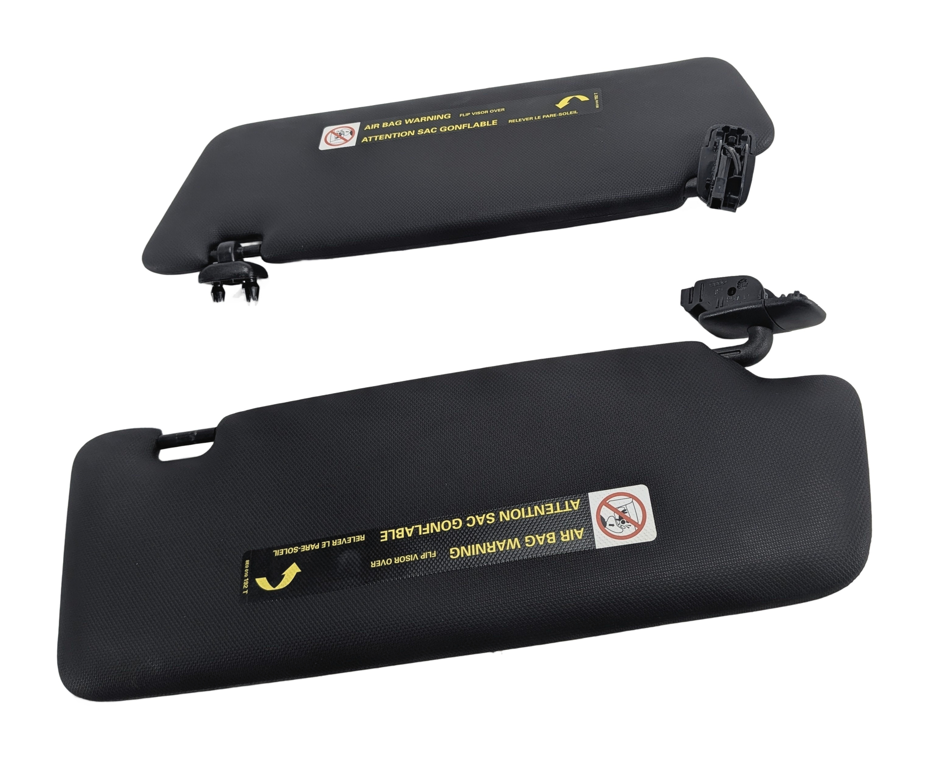 14-17 AUDI A5 S5 (B8 8T) SUN VISOR SET/2 w/ ILLUMINATED VANITY MIRROR (Black) — exact item pictured