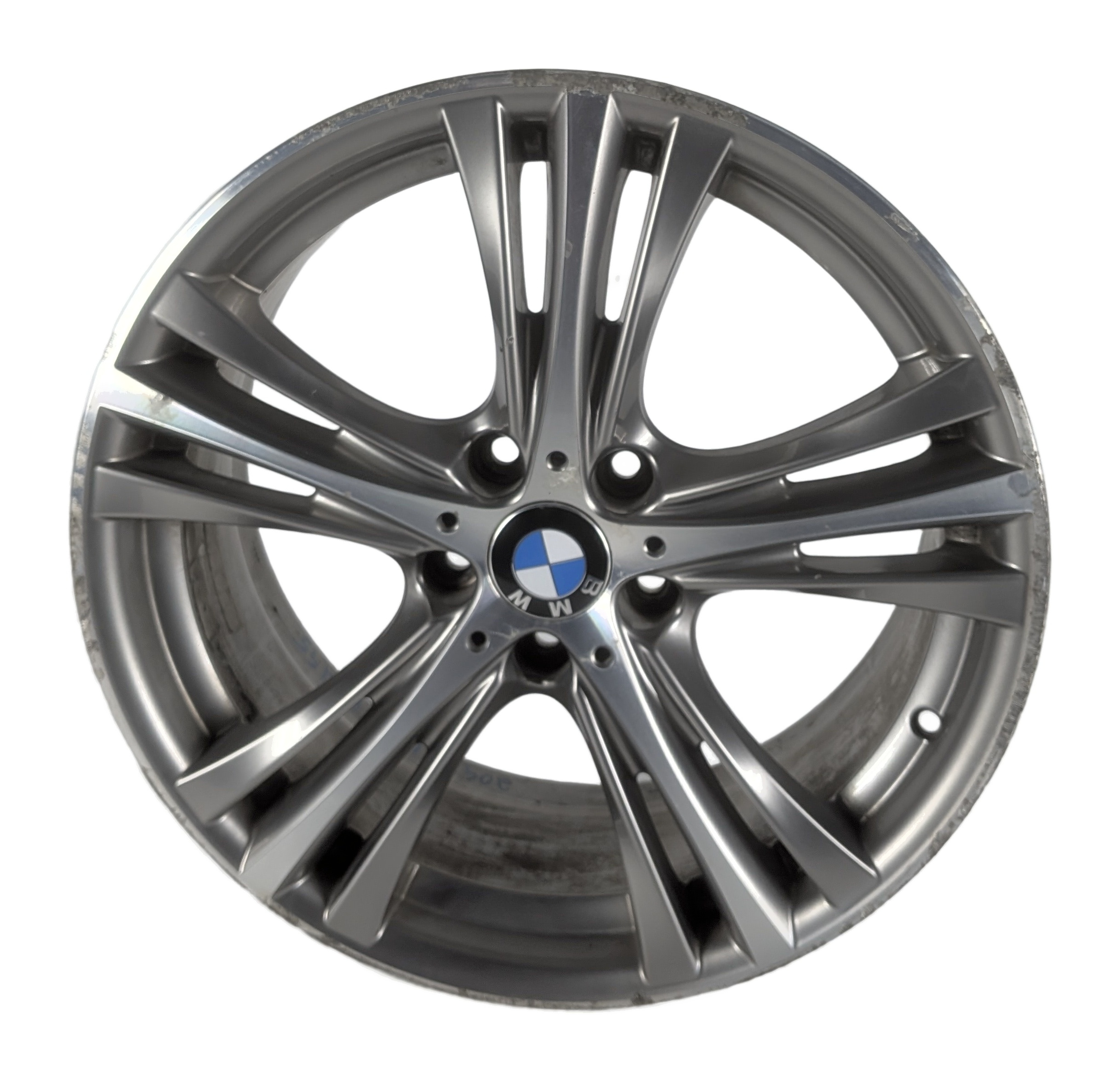 14-20 BMW 3 4 SERIES F30 F32 F36 19X8 5 TRIPLE SPOKE FERRIC GREY ALLOY WHEEL RIM — exact item pictured