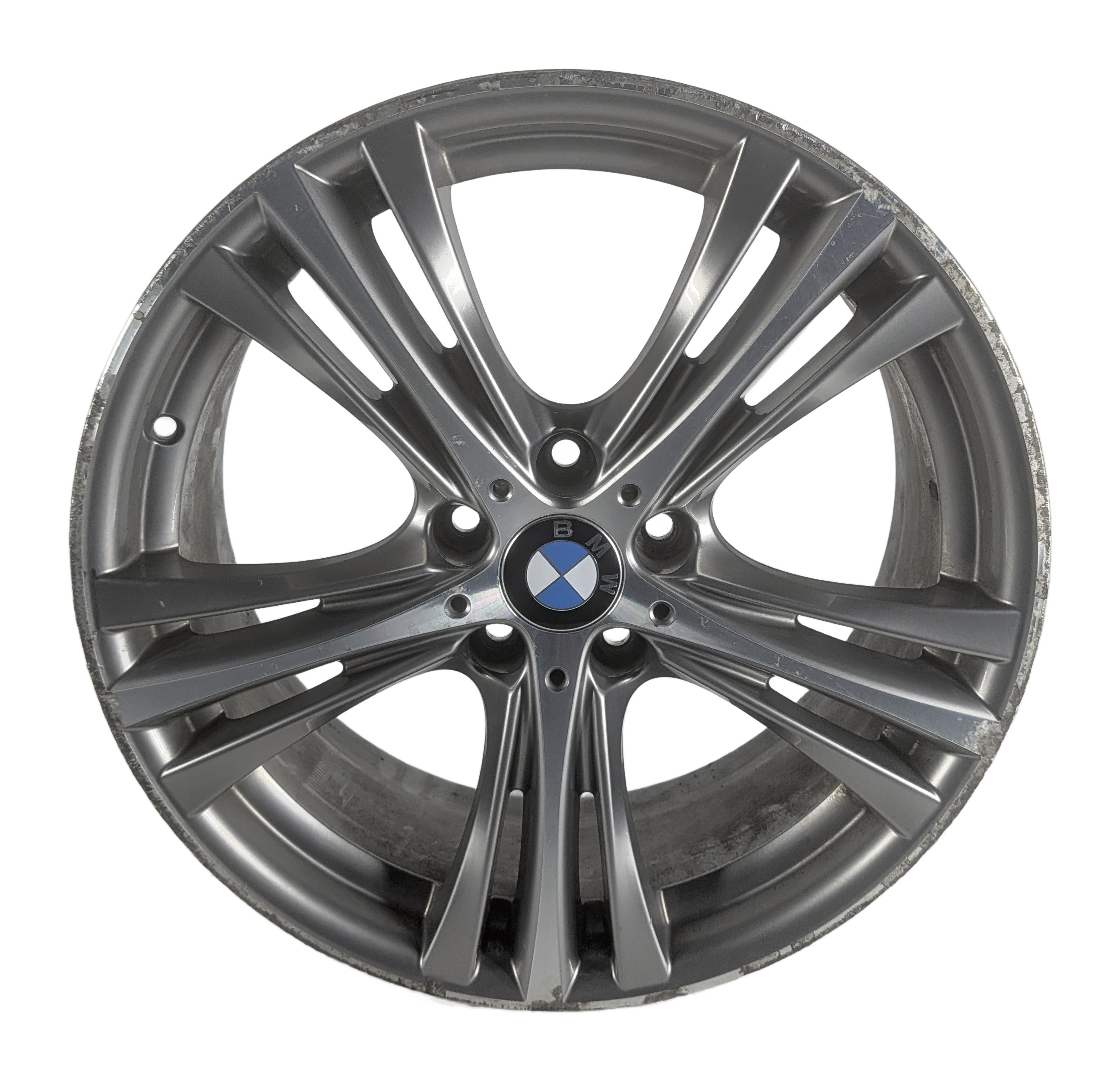 14-20 BMW 3 4 SERIES F30 F32 F36 19X8 5 TRIPLE SPOKE FERRIC GREY ALLOY WHEEL RIM — exact item pictured
