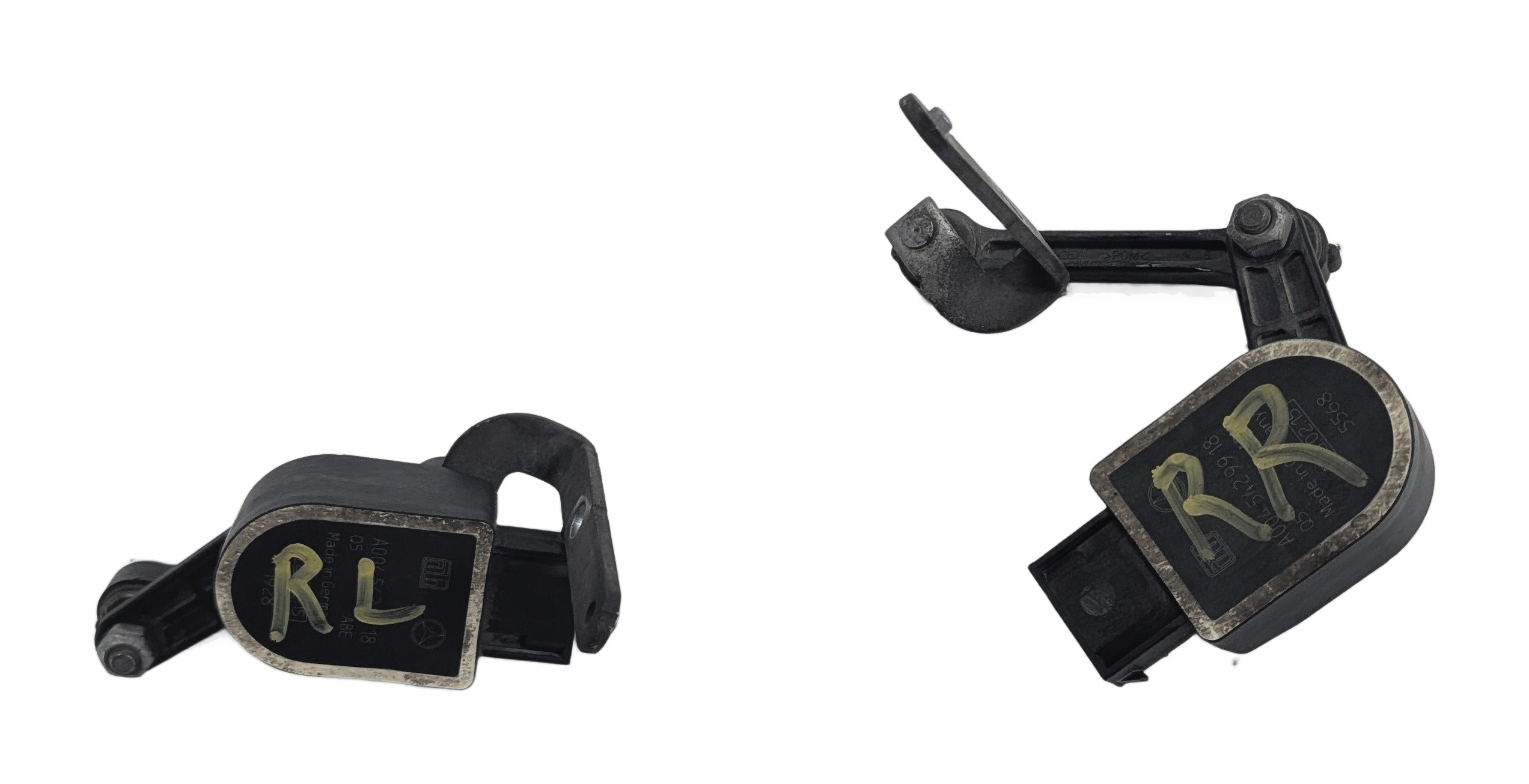 2015 MERCEDES GL550 (X166) REAR LEFT/RIGHT AIR RIDE HEIGHT LEVEL SENSOR SET/2 — exact item pictured