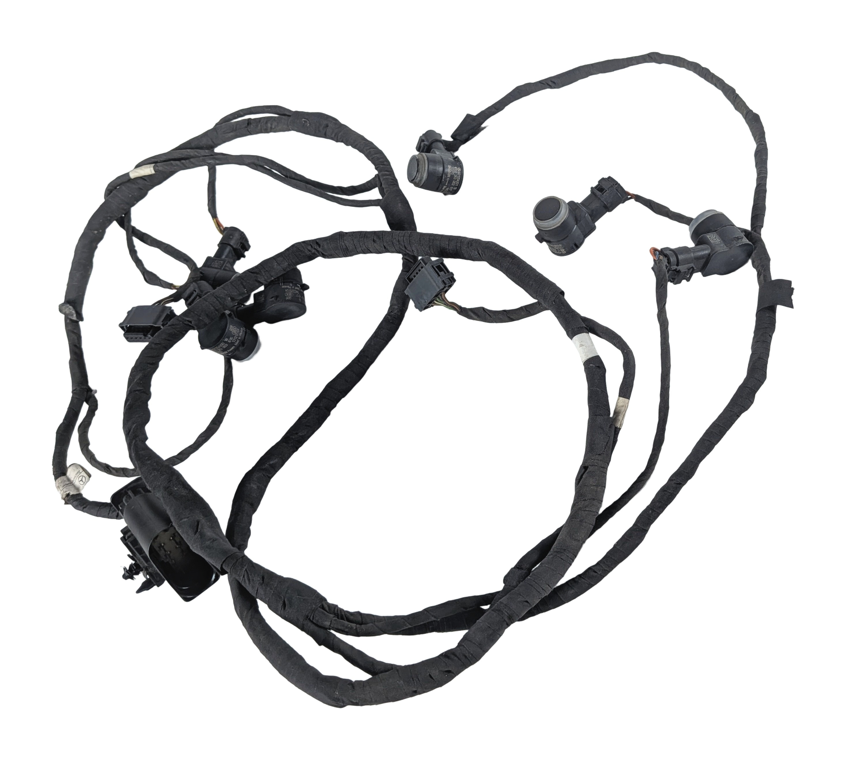 2015 MERCEDES GL550 (X166) FRONT PARK ASSIST PDC SENSOR SET/6 w/HARNESS (Black) — exact item pictured