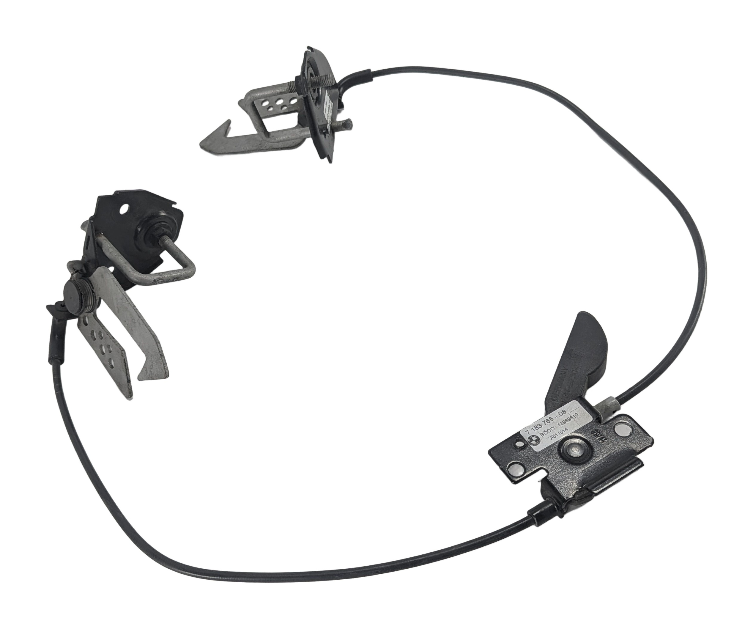 2015 BMW 535D (F10) FRONT LEFT/RIGHT HOOD LID LOCK LATCH SET/2 w/RELEASE CABLE — exact item pictured