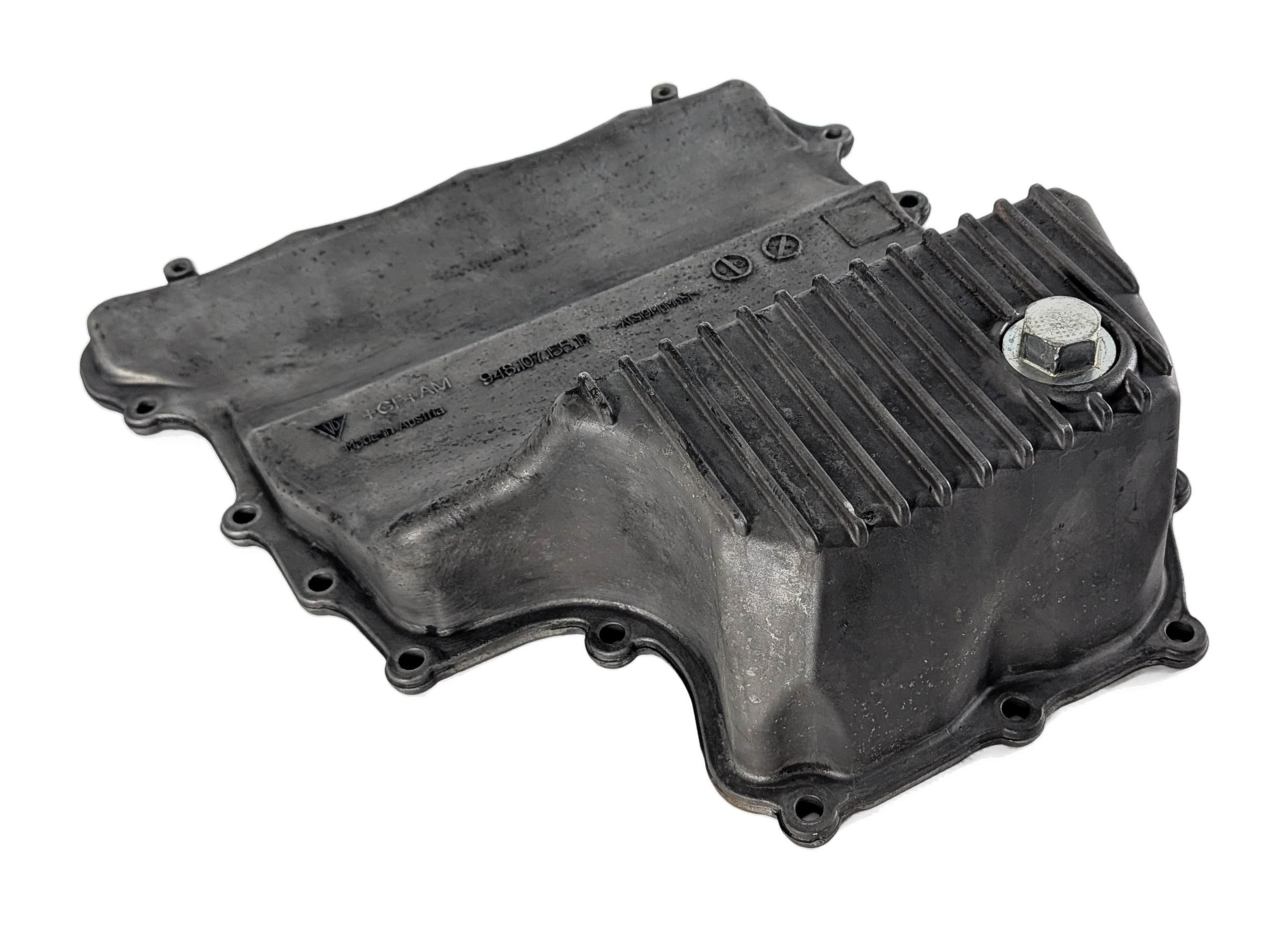 08-10 PORSCHE CAYENNE (957) 4.8L TWIN TURBO ENGINE LOWER MOTOR OIL FLUID PAN — exact item pictured