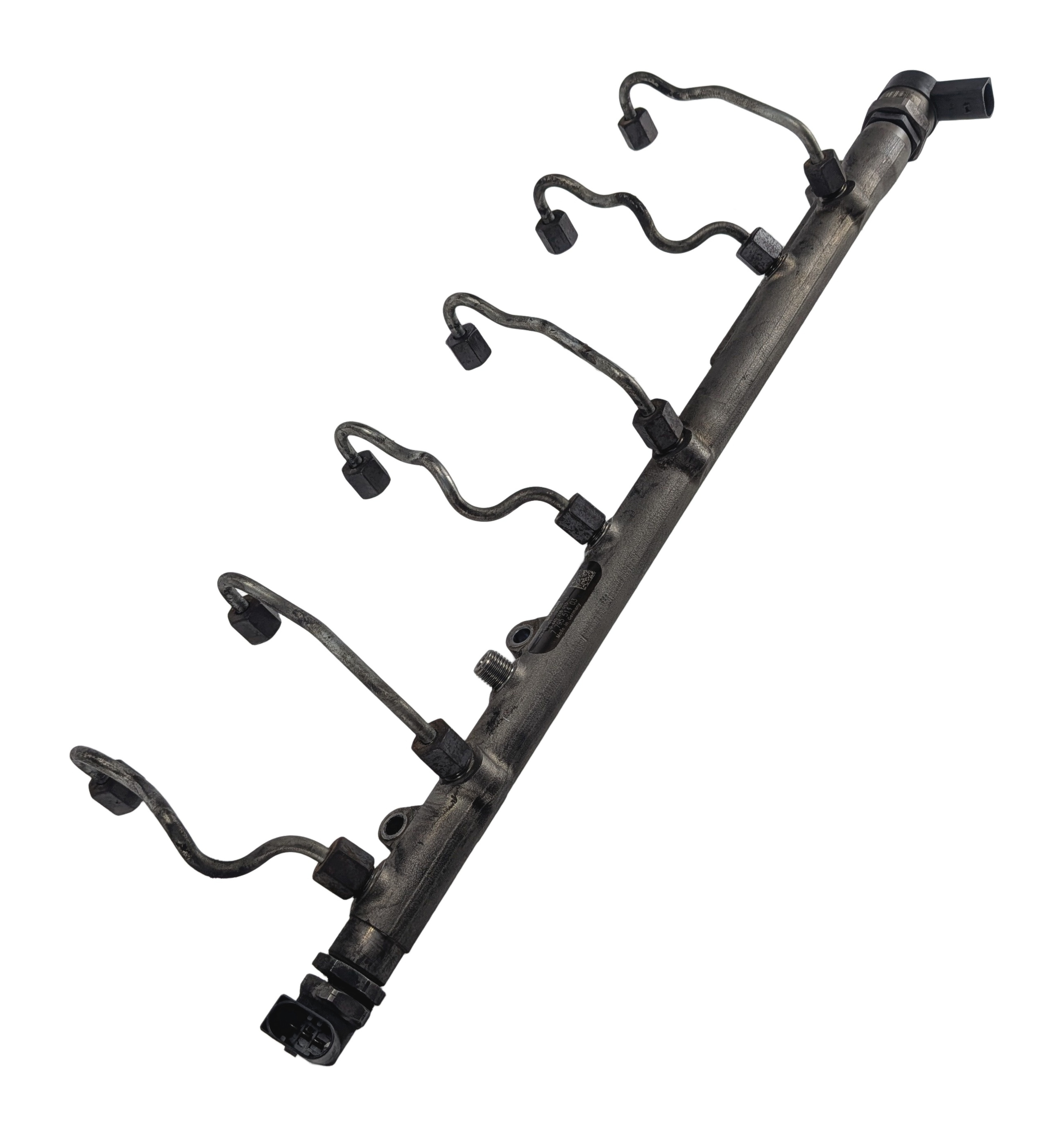 09-13 BMW X5 (E70) 3.0L M57 DIESEL FUEL RAIL w/INJECTOR LINES PRESSURE SENSOR — exact item pictured