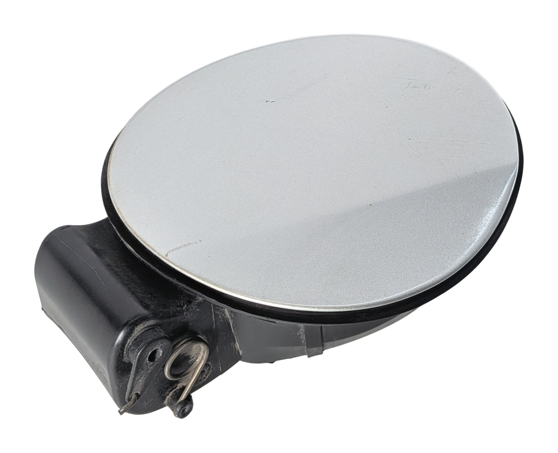 03-08 BMW Z4 (E85) FUEL TANK DOOR FLAP LID COVER TRIM w/HOUSING (Silver) — exact item pictured