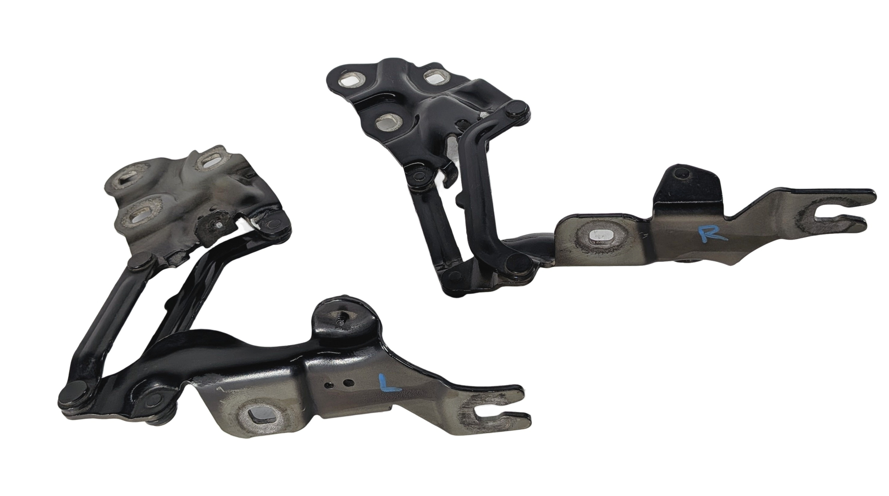 2011-2018 BMW X3 X4 (F25 F26) FRONT LEFT & RIGHT HOOD HINGE SET 2 (Black) — exact item pictured
