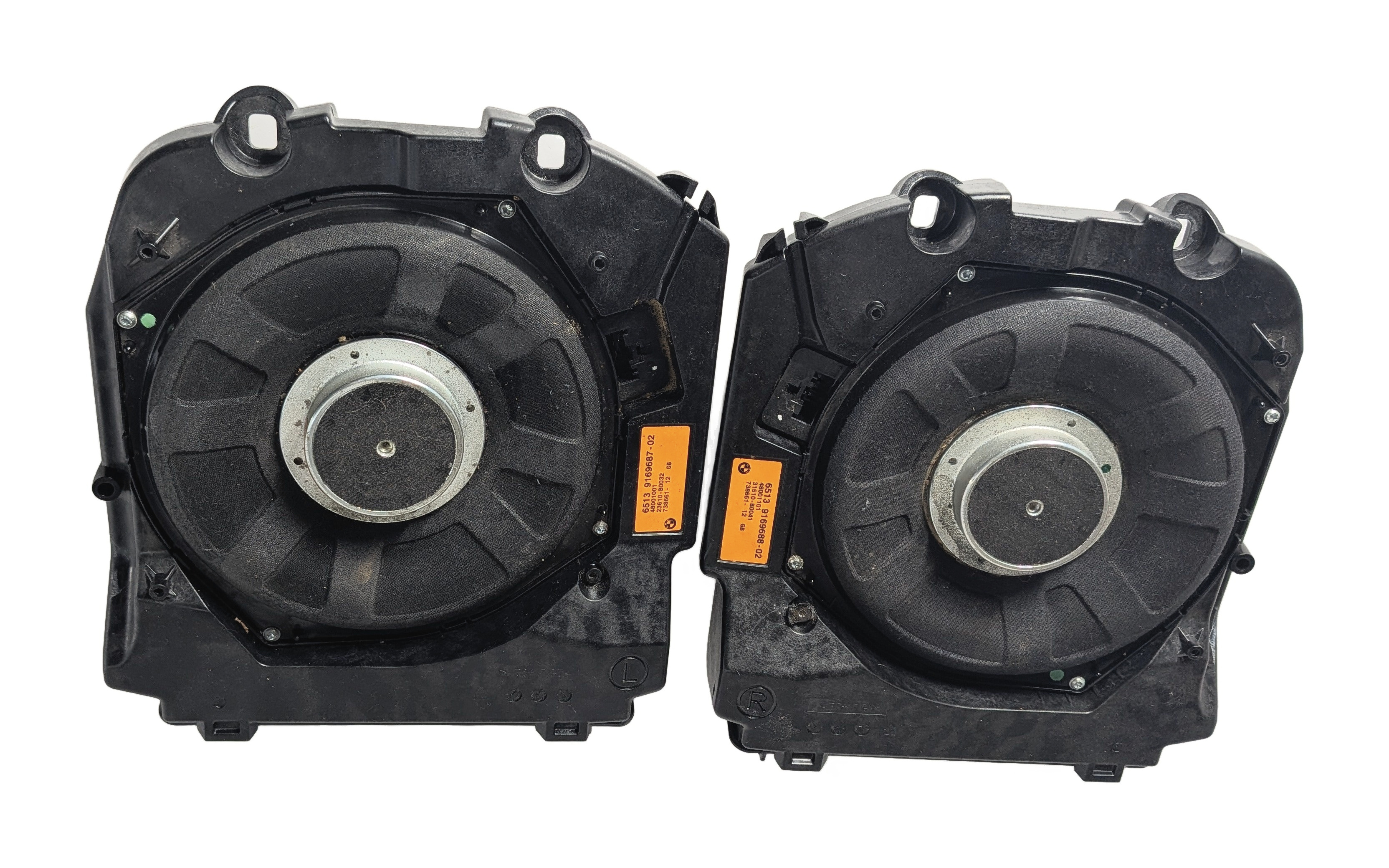 2011 BMW 550I (F10) RADIO STEREO LEFT/RIGHT UNDERSEAT SUBWOOFER SPEAKER SET/2 — exact item pictured