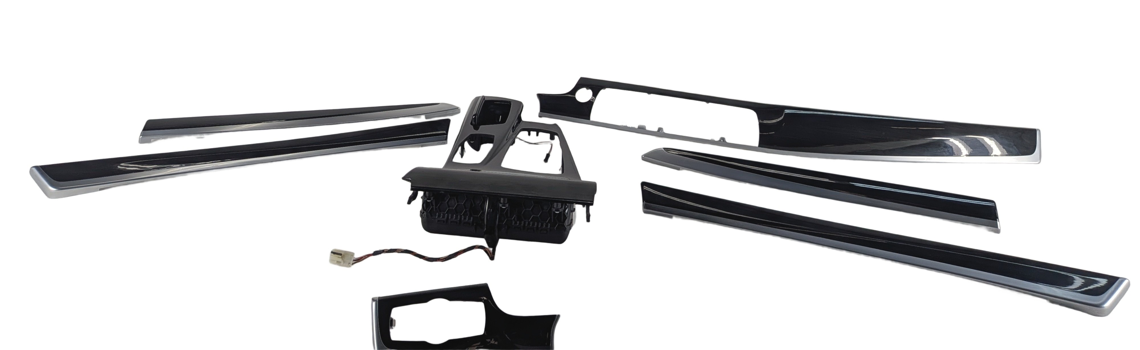 2011 BMW 550I F10 INTERIOR DOOR DASH CENTER CONSOLE TRIM SET/8 (Fineline Wood) — exact item pictured
