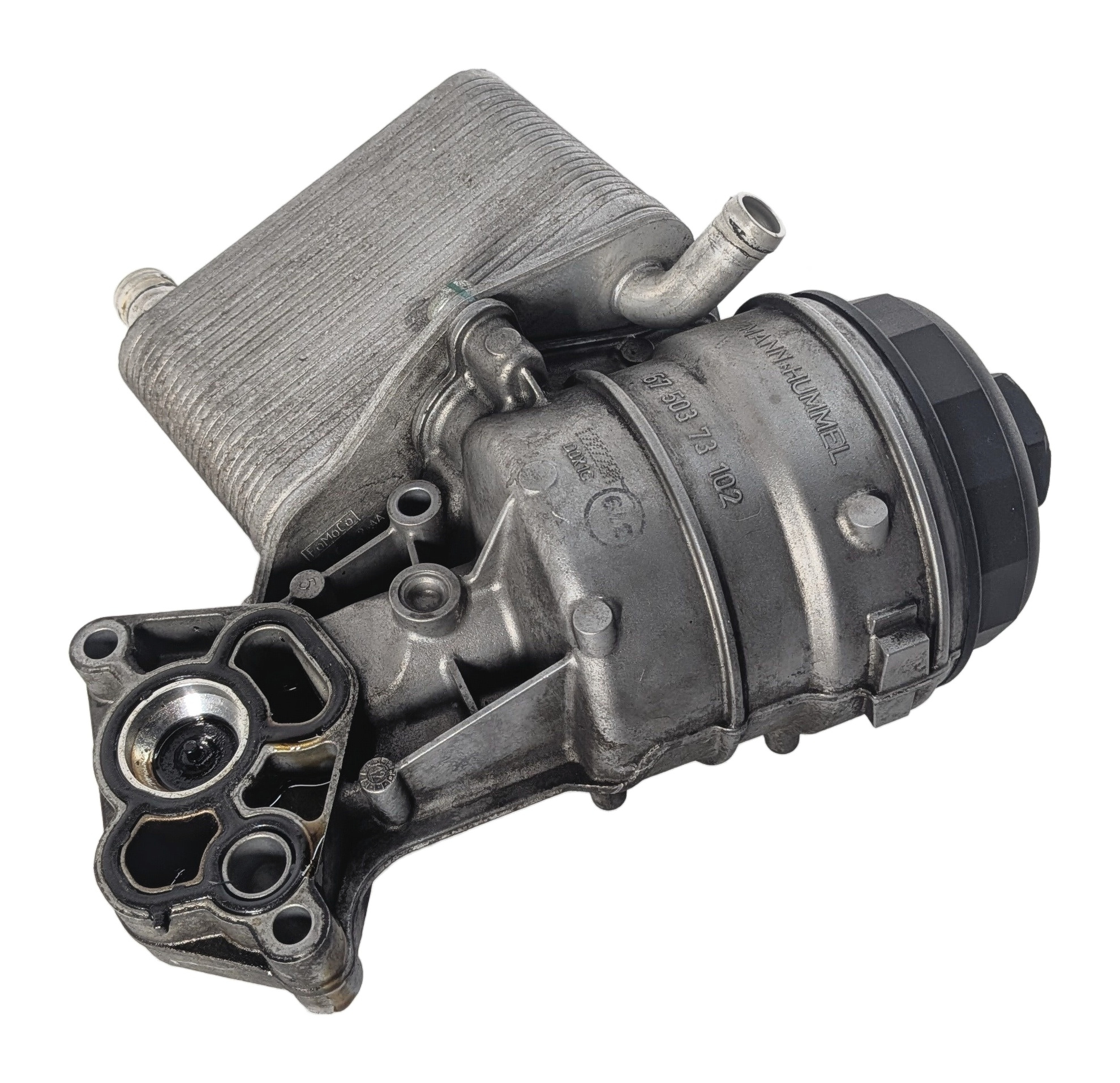 08-12 LAND ROVER LR2 L359 3.2L (B6324S) ENGINE OIL FILTER HOUSING w/ OIL COOLER — exact item pictured