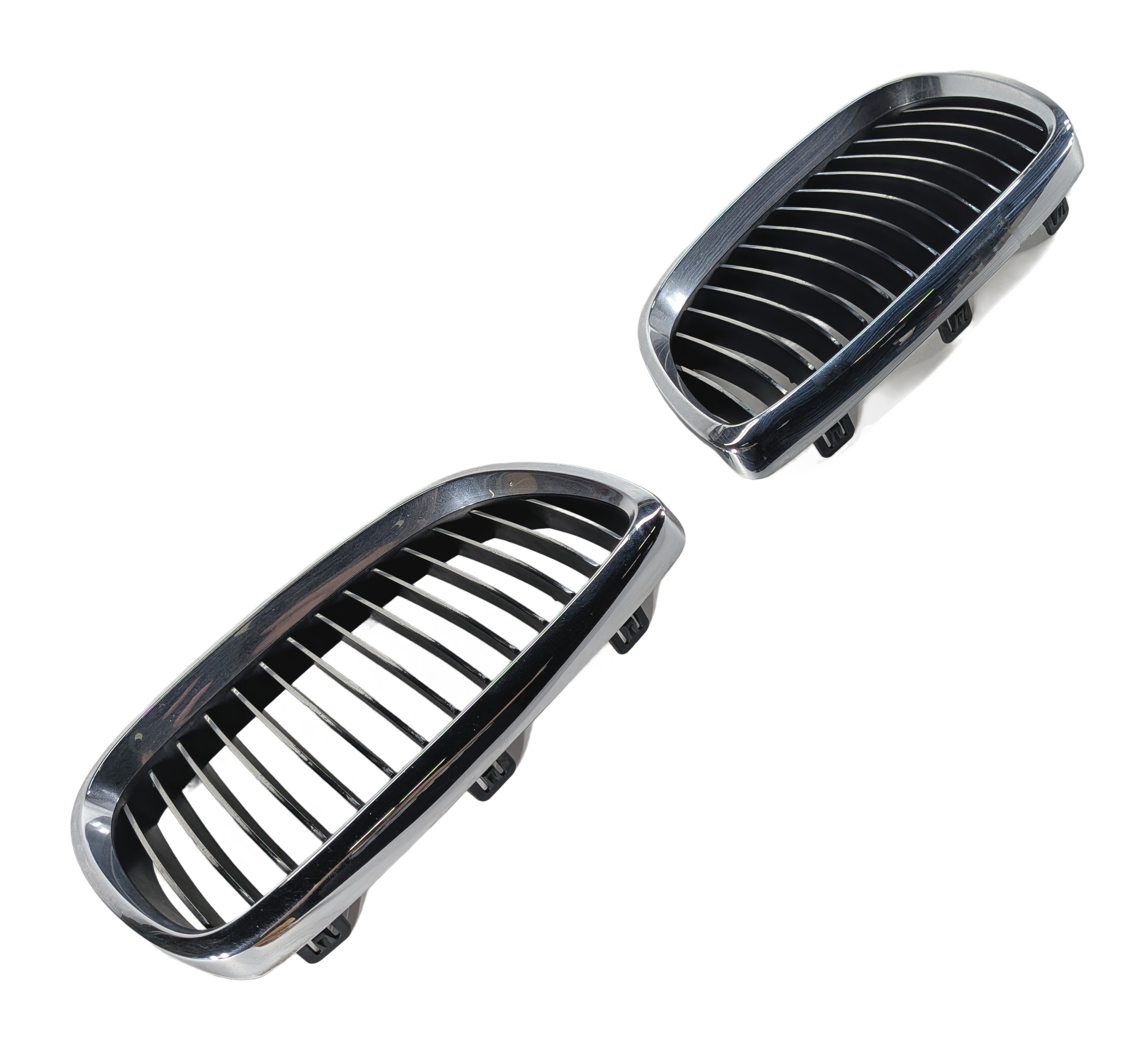 07-10 BMW 328i 335i M3 E90 E92 E93 FRONT LEFT & RIGHT KIDNEY GRILLE SET/2 CHROME — exact item pictured