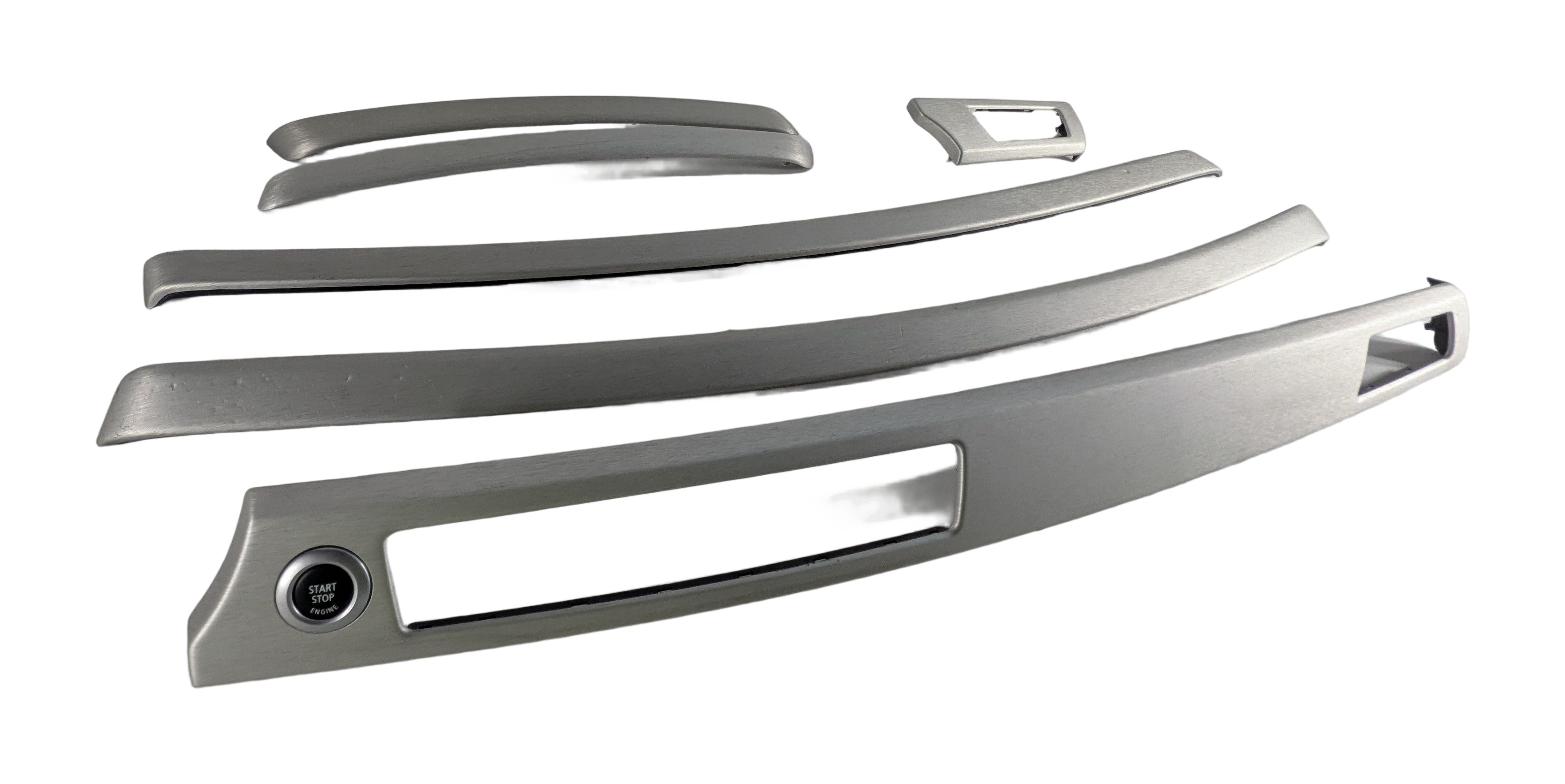 2008 BMW M3 (E90) DOOR DASH CONSOLE TRIM SET/6 w/ START STOP BUTTON (Aluminum) — exact item pictured