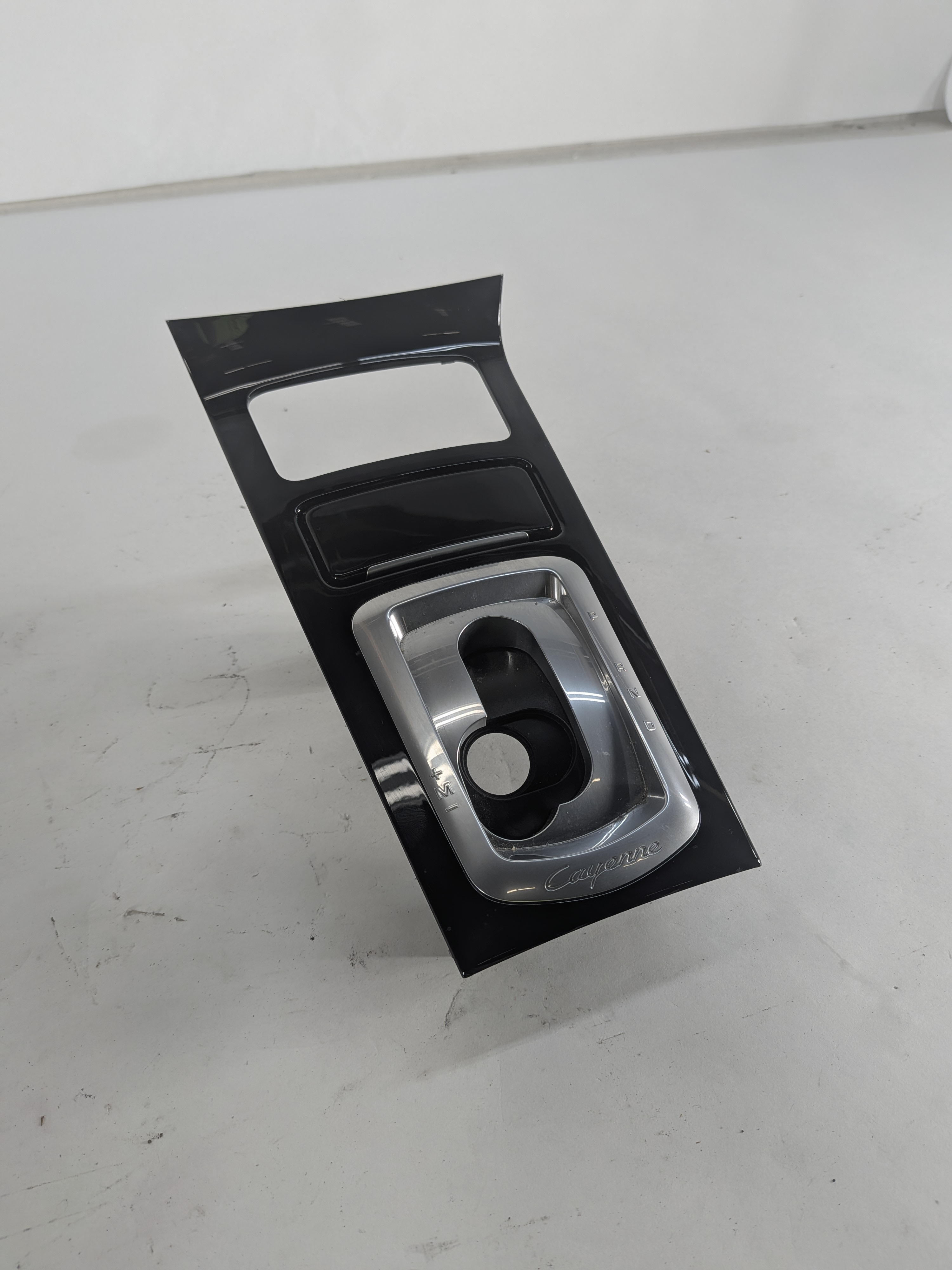 2016 PORSCHE CAYENNE (958) CENTER CONSOLE SHIFTER TRIM BEZEL (Piano Black) — exact item pictured