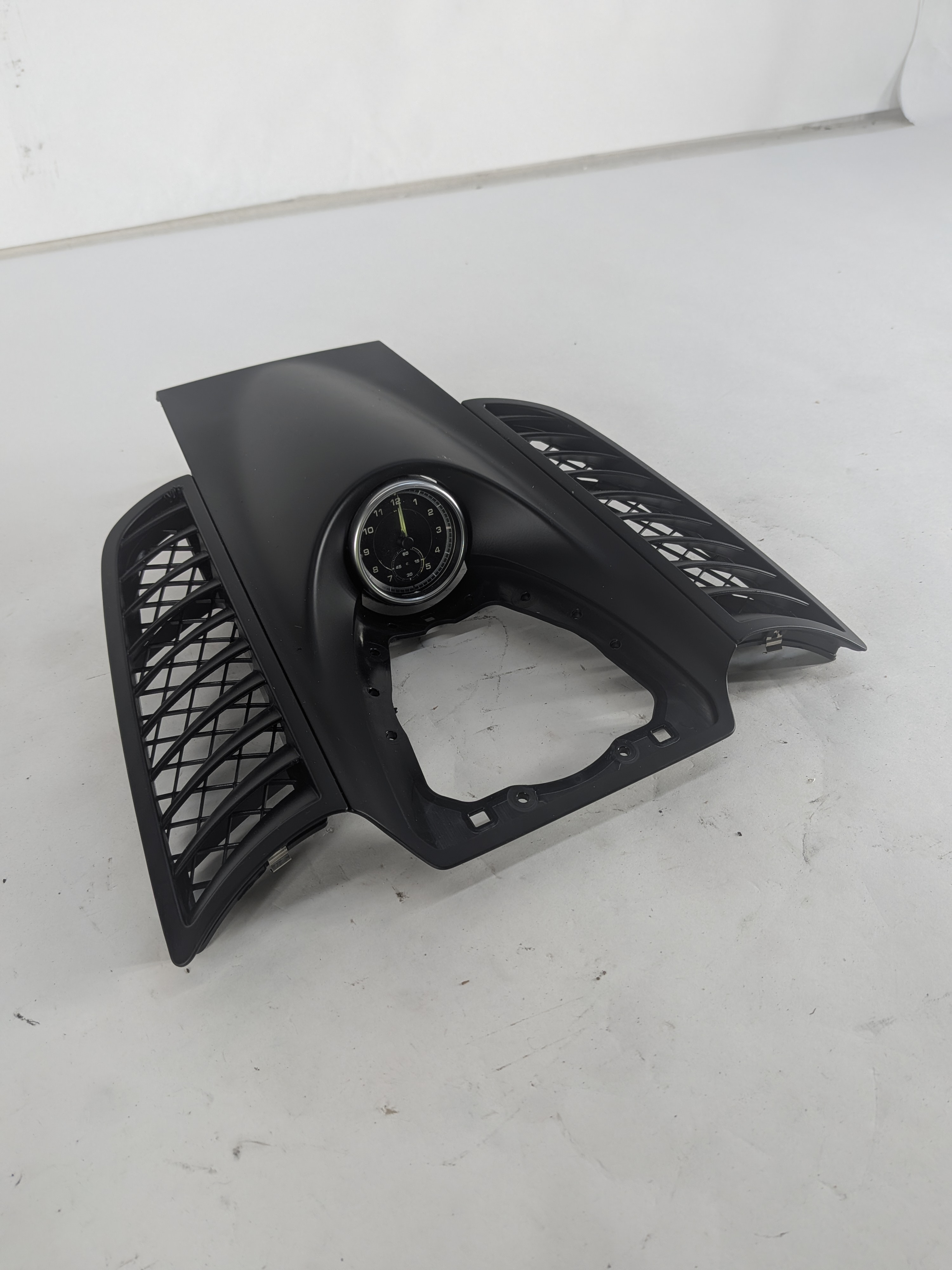 2016 PORSCHE CAYENNE 958 CENTER DASH SPEAKER GRILLE COVER w/ CLOCK (BLACK) — exact item pictured