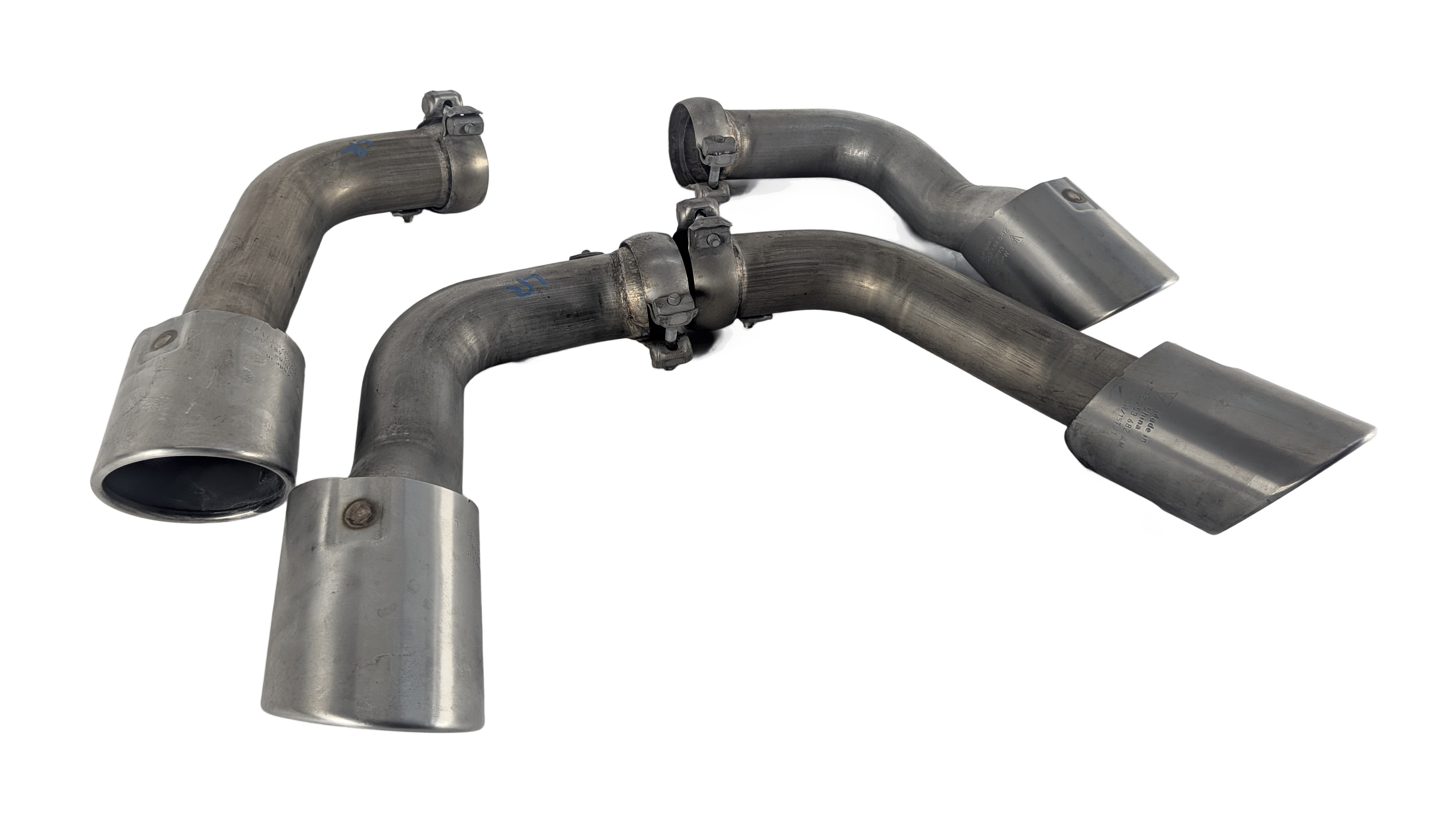 11-16 PORSCHE CAYENNE HYBRID (958) REAR LEFT & RIGHT MUFFLER EXHAUST TIP SET-4 — exact item pictured