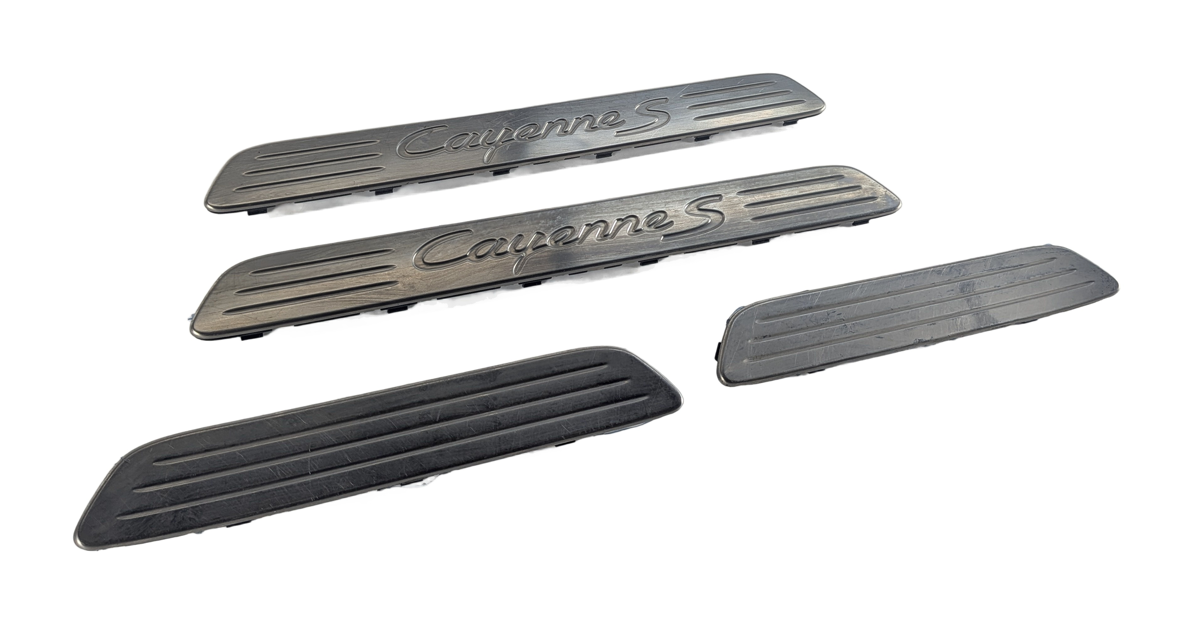 2016 PORSCHE CAYENNE (958) FRONT/REAR DOOR SILL SCUFF PLATE SET/4 STAINLESS — exact item pictured