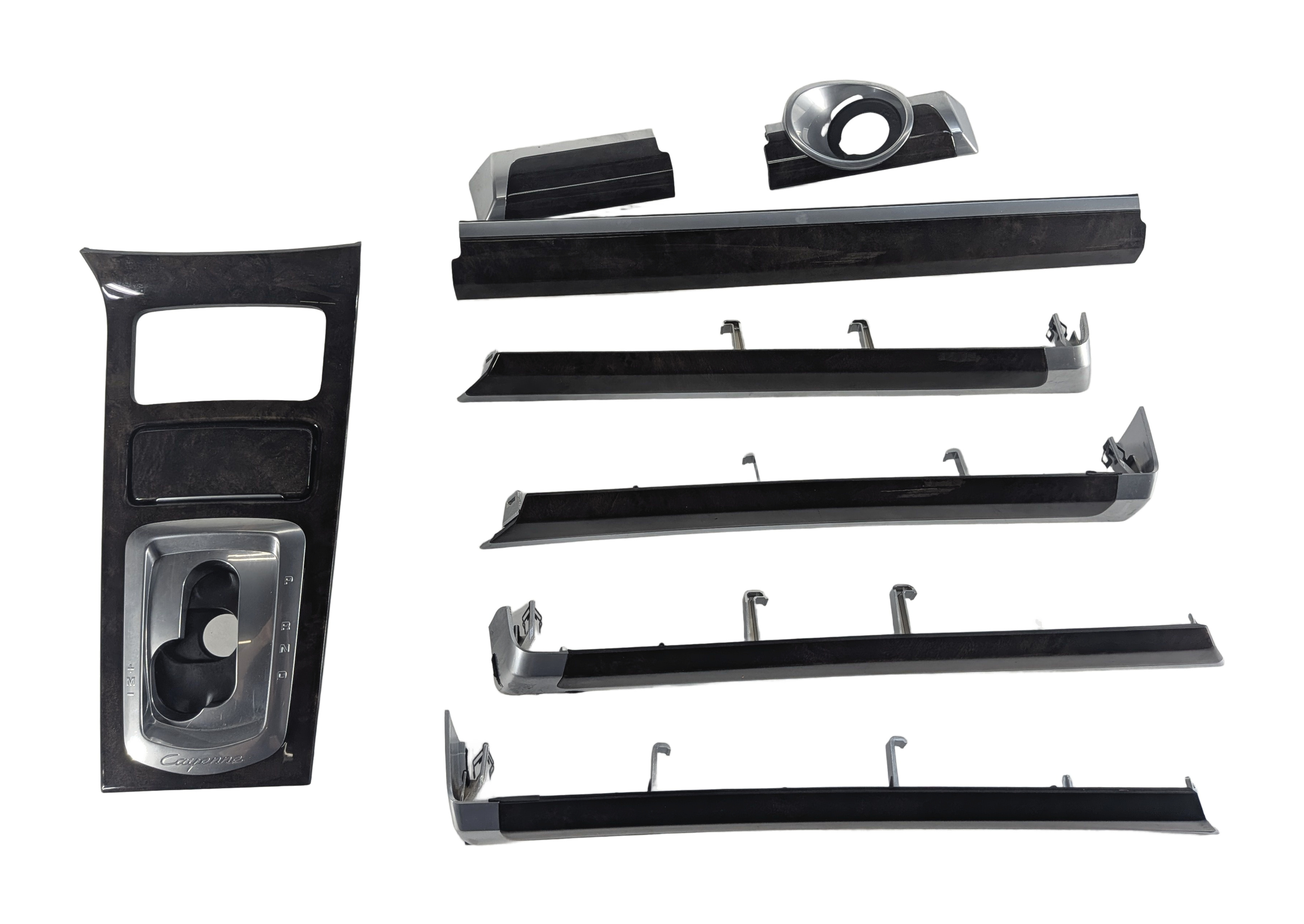 2016 PORSCHE CAYENNE (958) DOOR DASH CENTER CONSOLE TRIM SET/8 (Dark Walnut) — exact item pictured