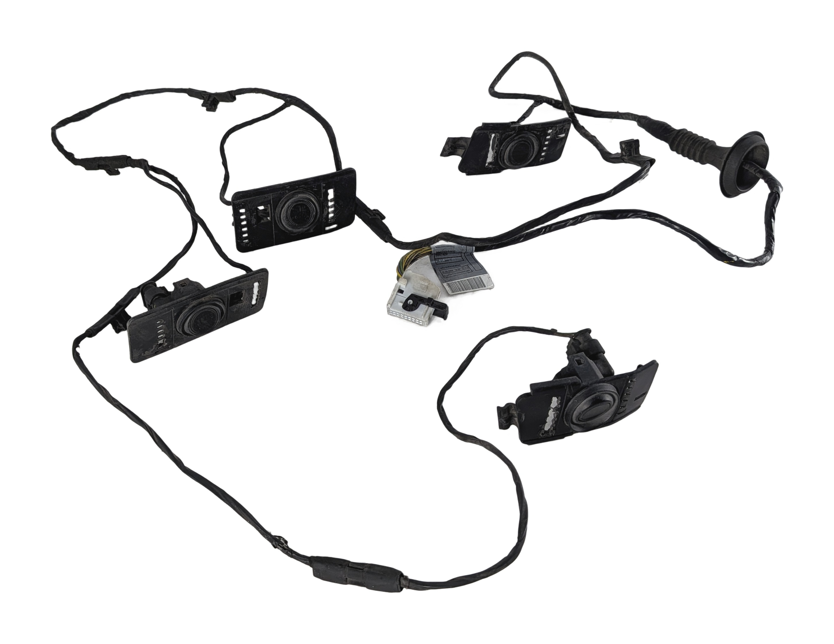 2008 BMW X5 (E70) REAR PARK ASSIST PDC DISTANCE SENSOR SET/4 w/ HARNESS (Black) — exact item pictured