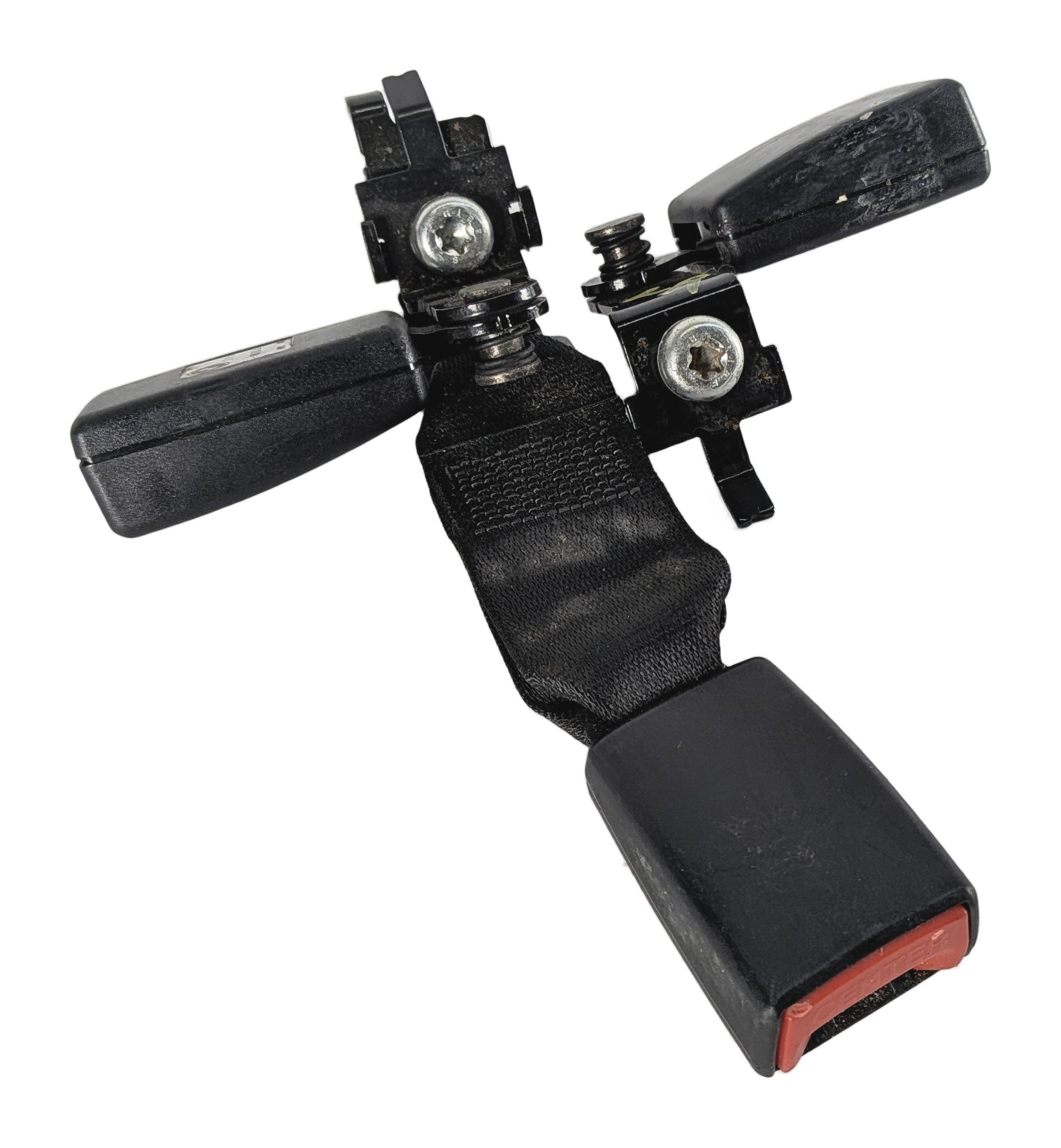 2008 BMW X5 (E70) REAR LEFT/CENTER/RIGHT SEATBELT BUCKLE RECEIVER SET/3 (Black) — exact item pictured