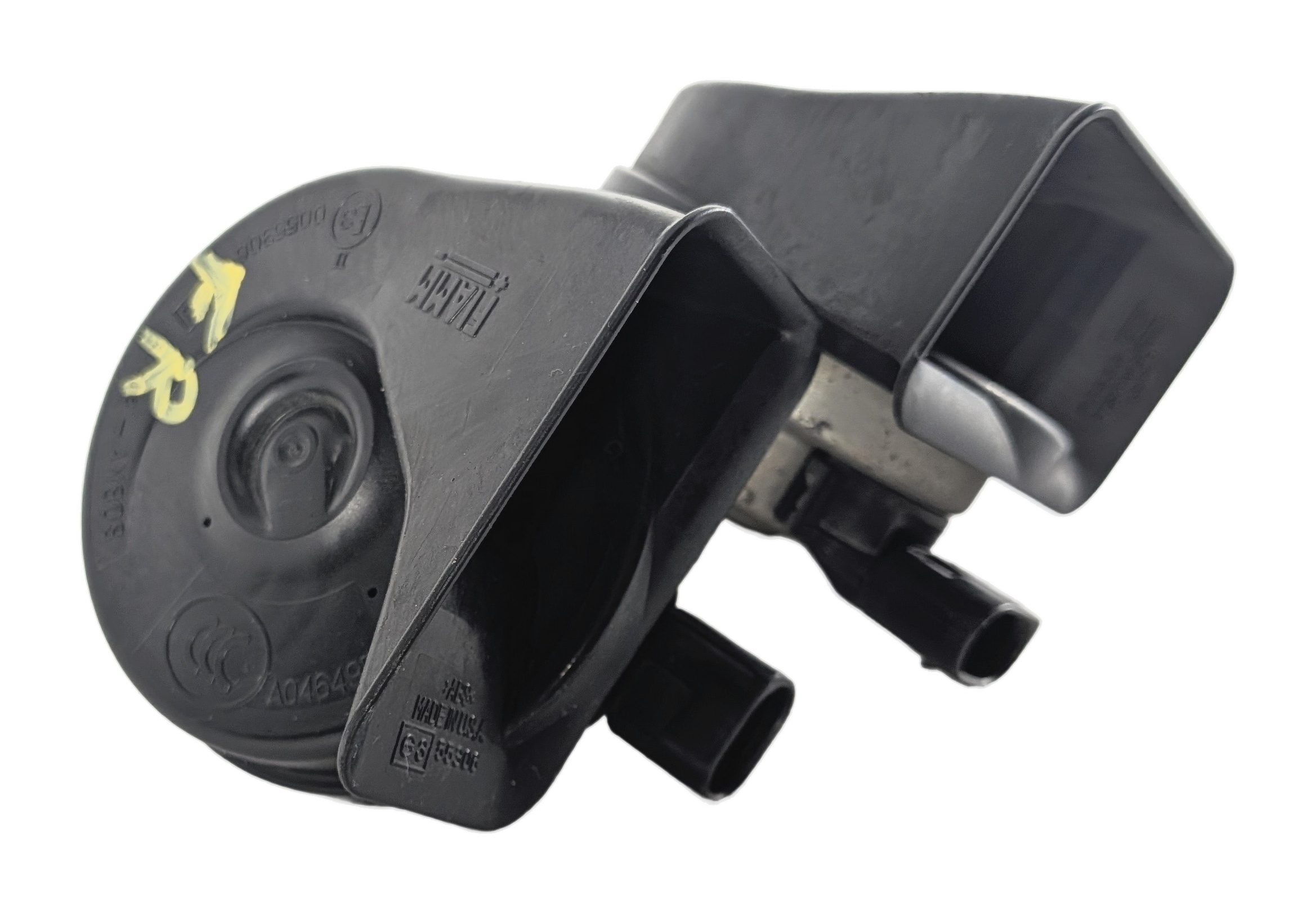 2007-2011 BMW X5 X6 (E70 E71 E72) HIGH & LOW TONE NOTE EMERGENCY SAFETY HORN SET — exact item pictured
